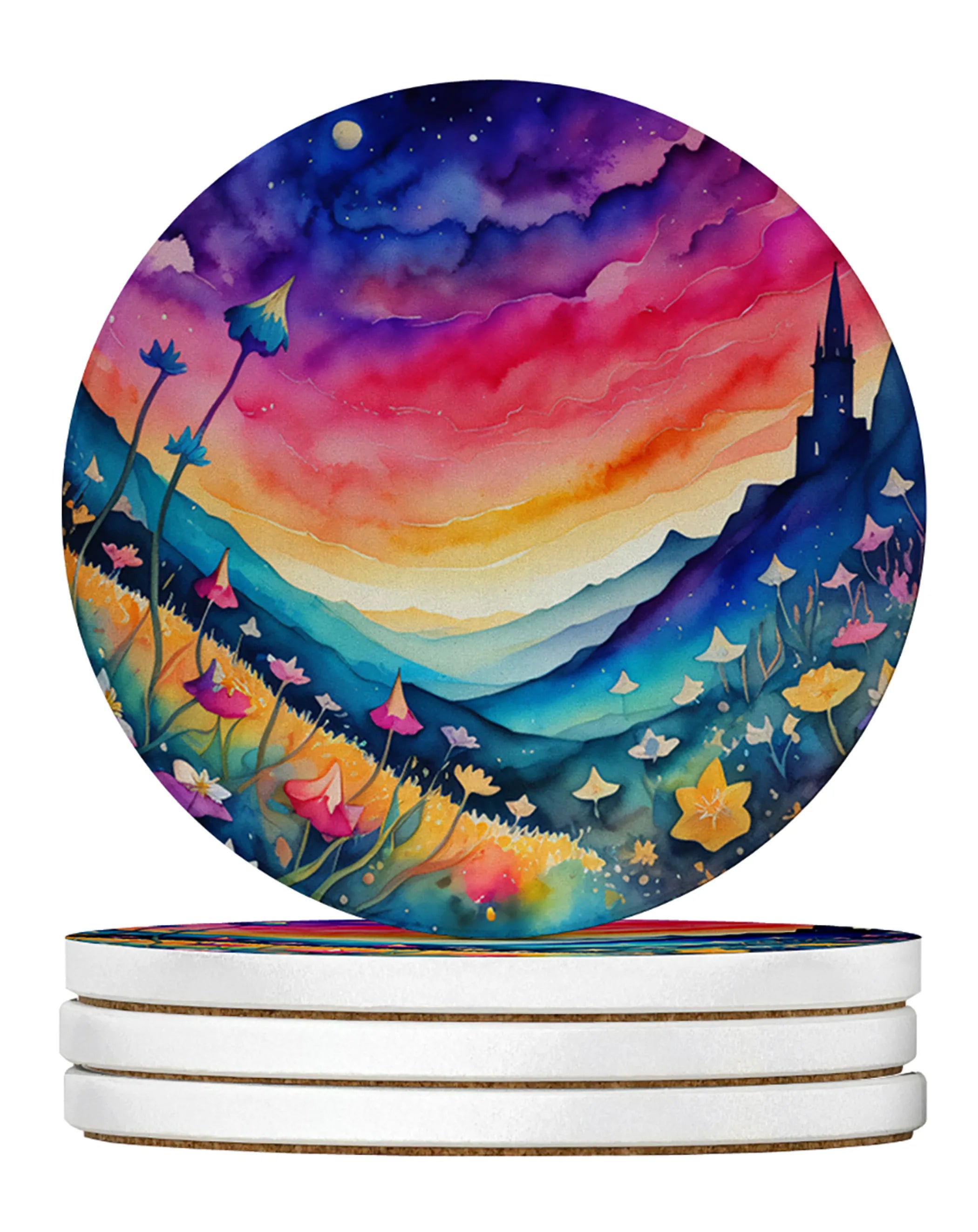 Colorful Flowers Large Sandstone Coasters Pack of 4