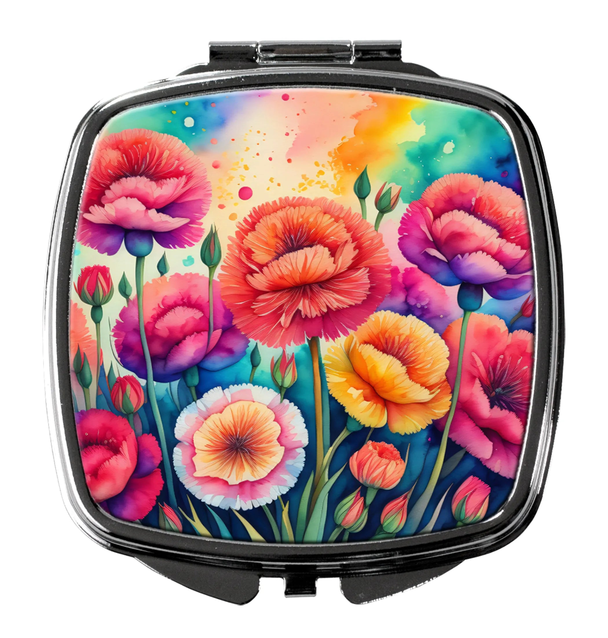 Colorful Flowers Compact Mirror - Pack Of: 1 | Collection name: Colorful flowers
