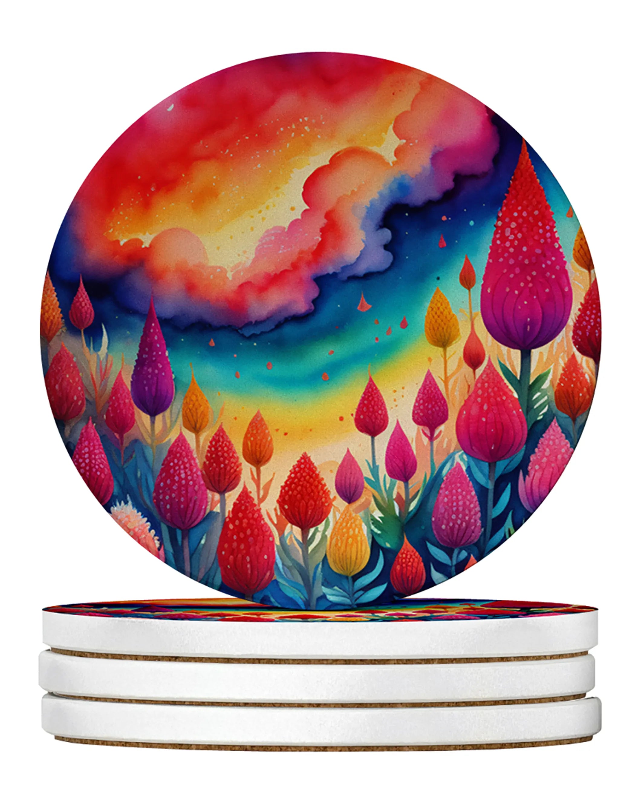 Colorful Flowers Large Sandstone Coasters Pack of 4