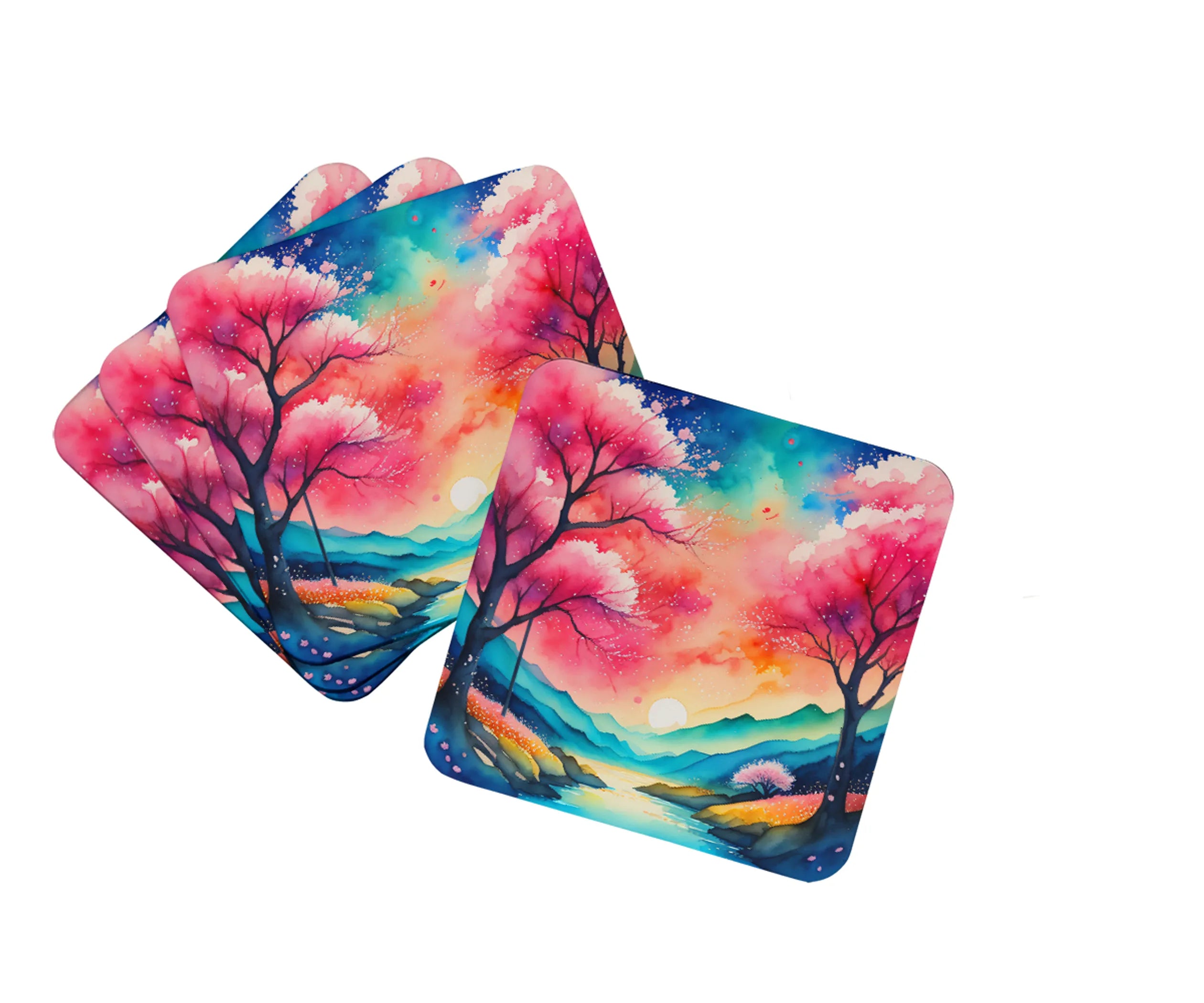 Colorful Flowers Foam Coasters - Size: 3.5 | Pack Of: 1 | Collection name: Colorful flowers