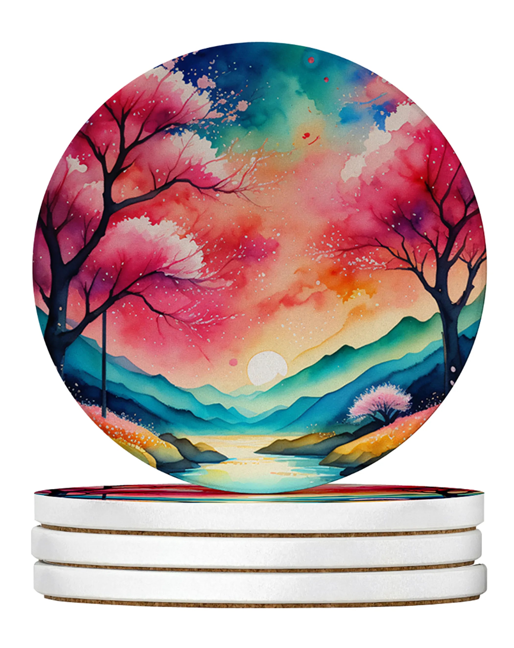 Colorful Flowers Large Sandstone Coasters Pack of 4