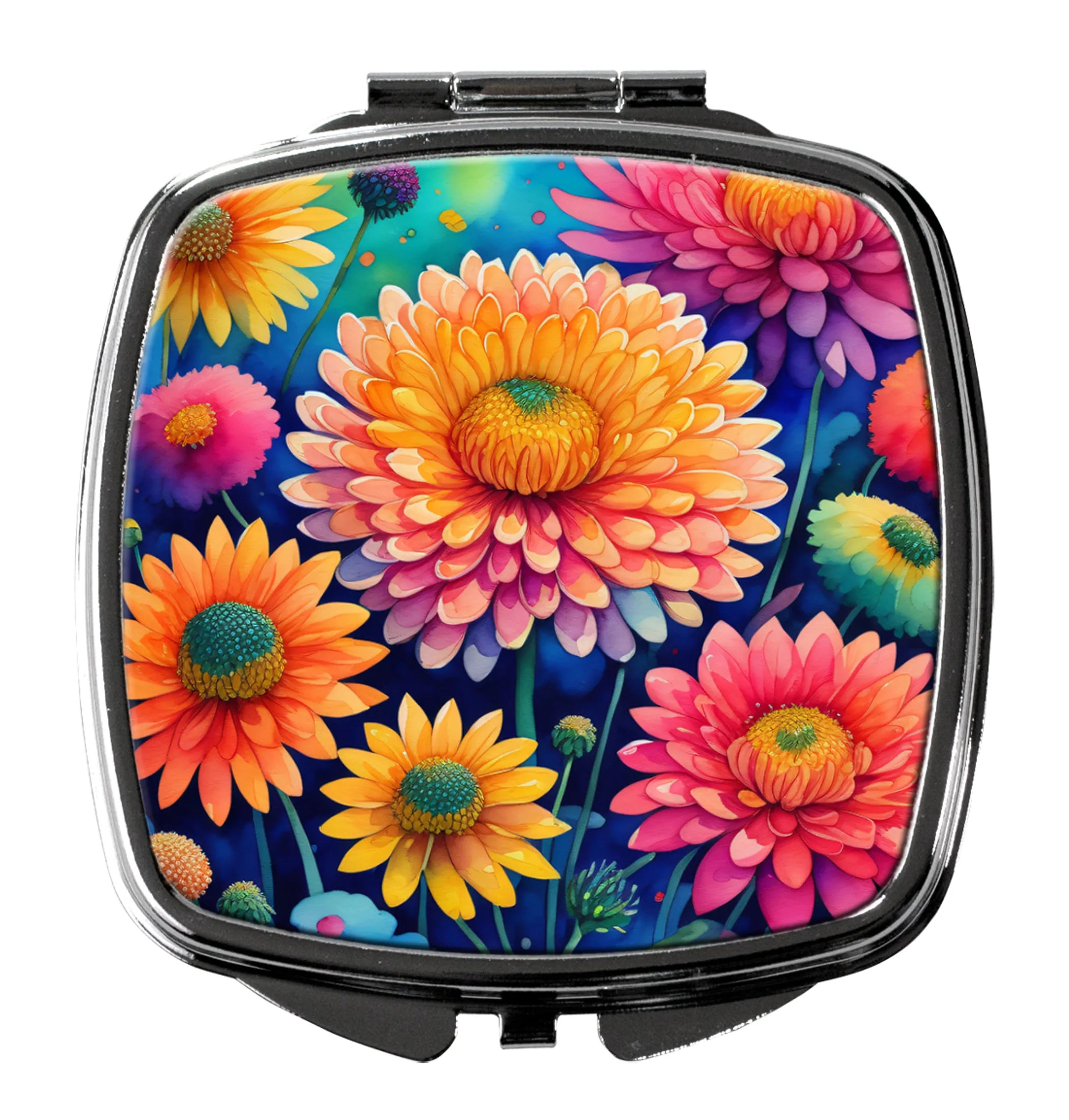 Colorful Flowers Compact Mirror - Pack Of: 1 | Collection name: Colorful flowers
