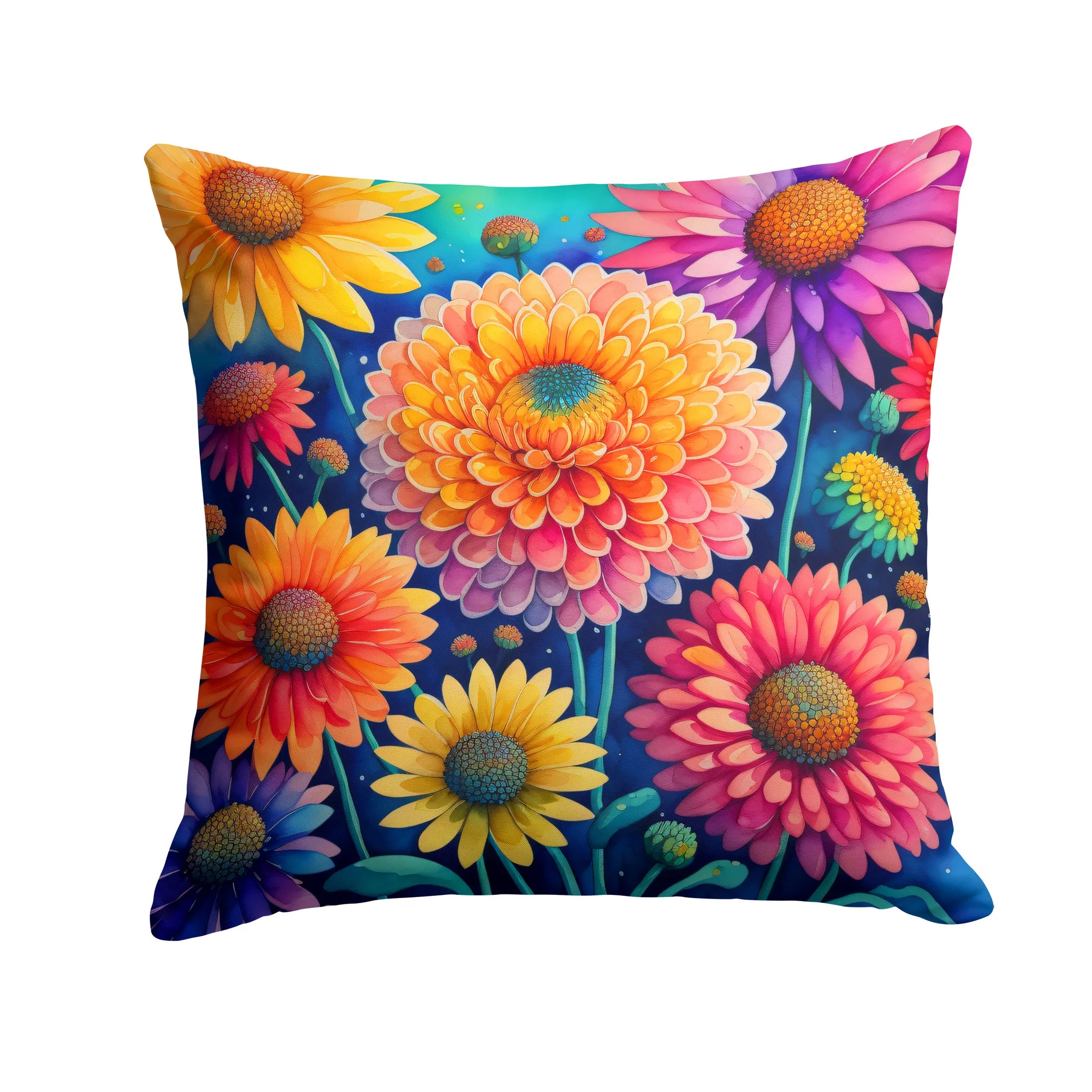 Colorful Flowers Throw Pillow - Pack Of: 1 | Collection name: Colorful flowers