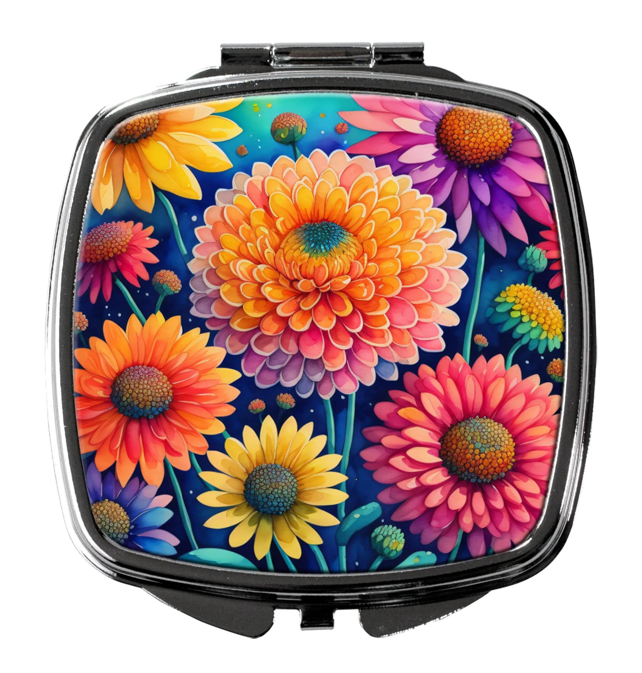 Colorful Flowers Compact Mirror - Pack Of: 1 | Collection name: Colorful flowers