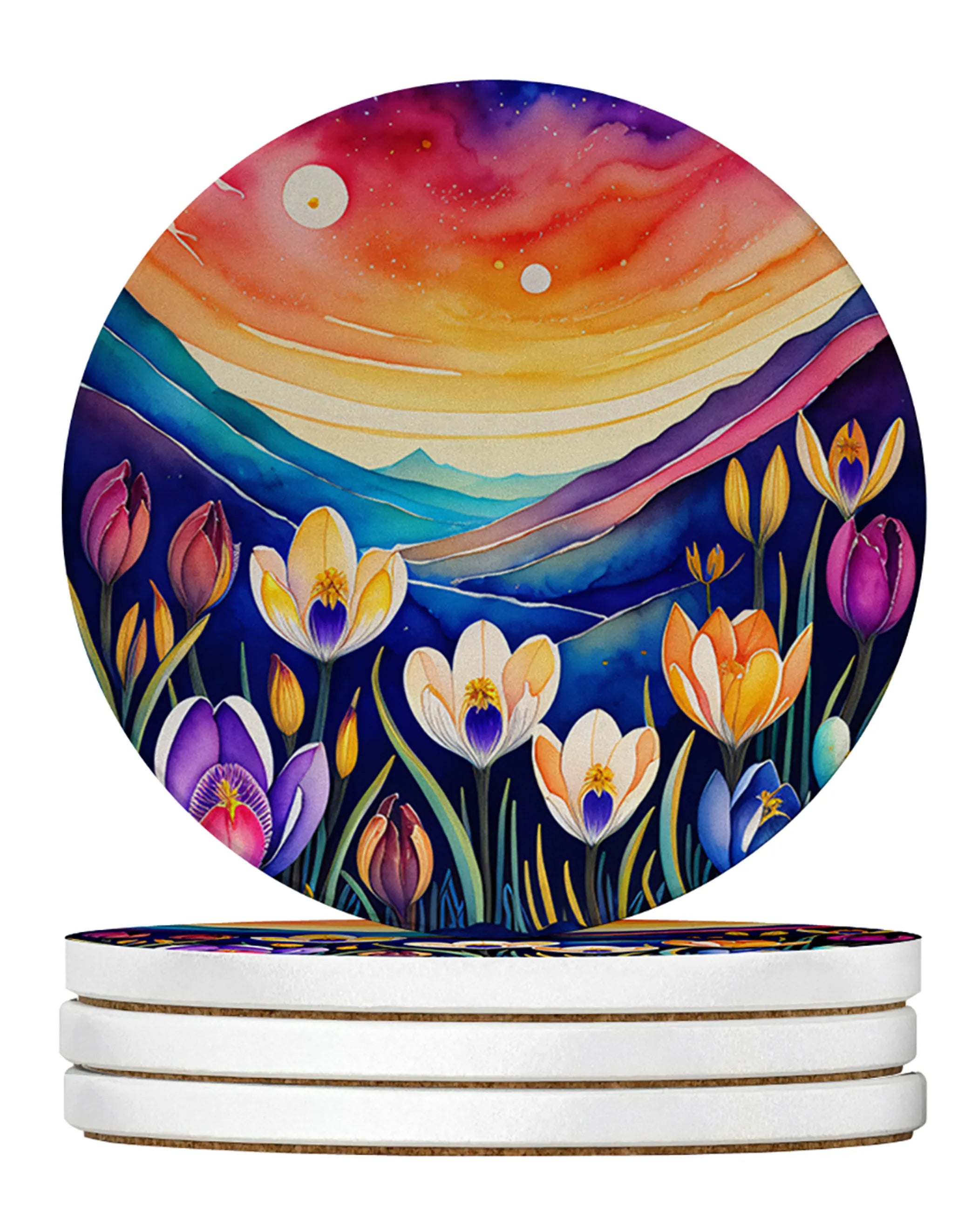 Colorful Flowers Large Sandstone Coasters Pack of 4
