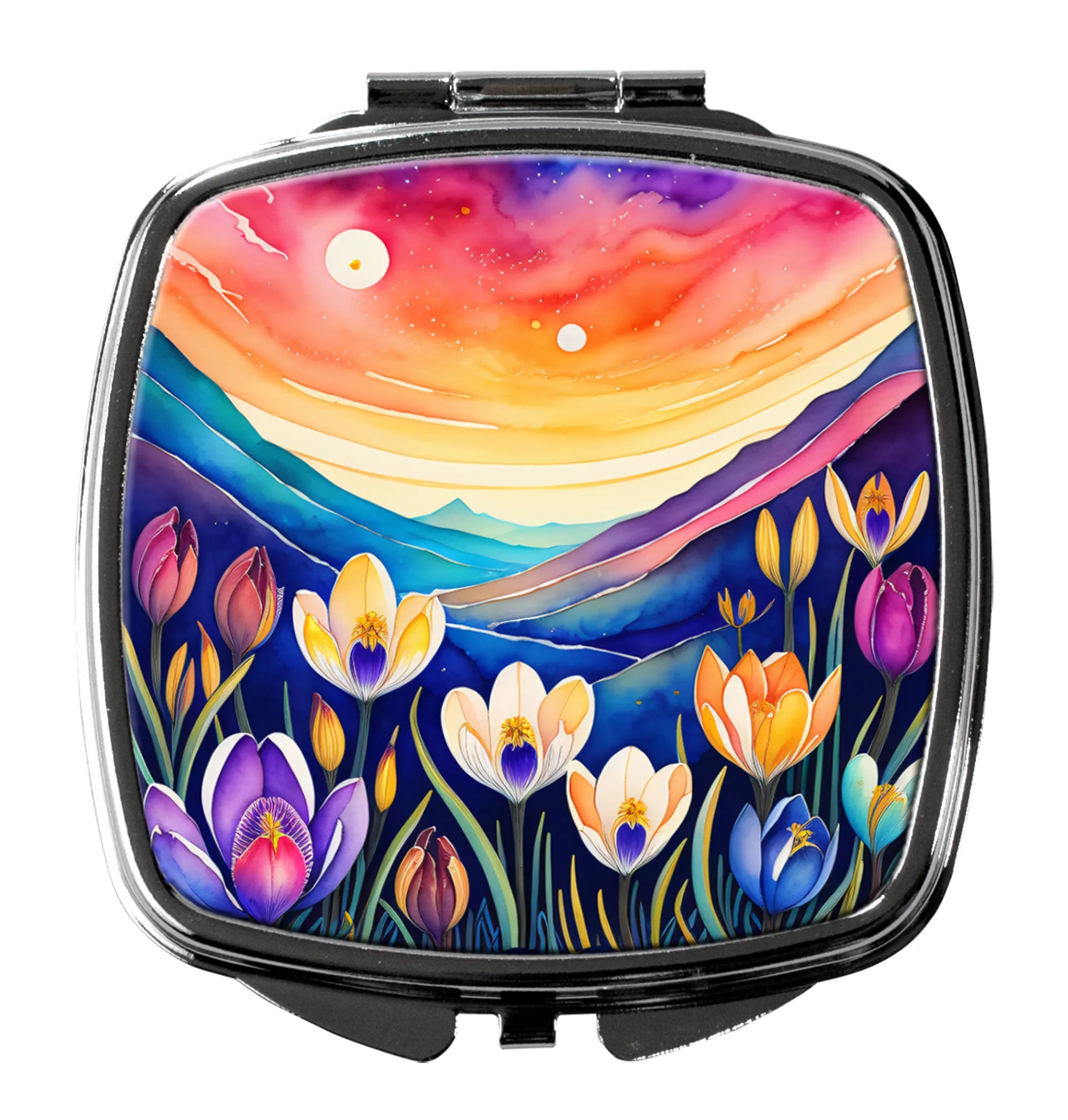 Colorful Flowers Compact Mirror - Pack Of: 1 | Collection name: Colorful flowers
