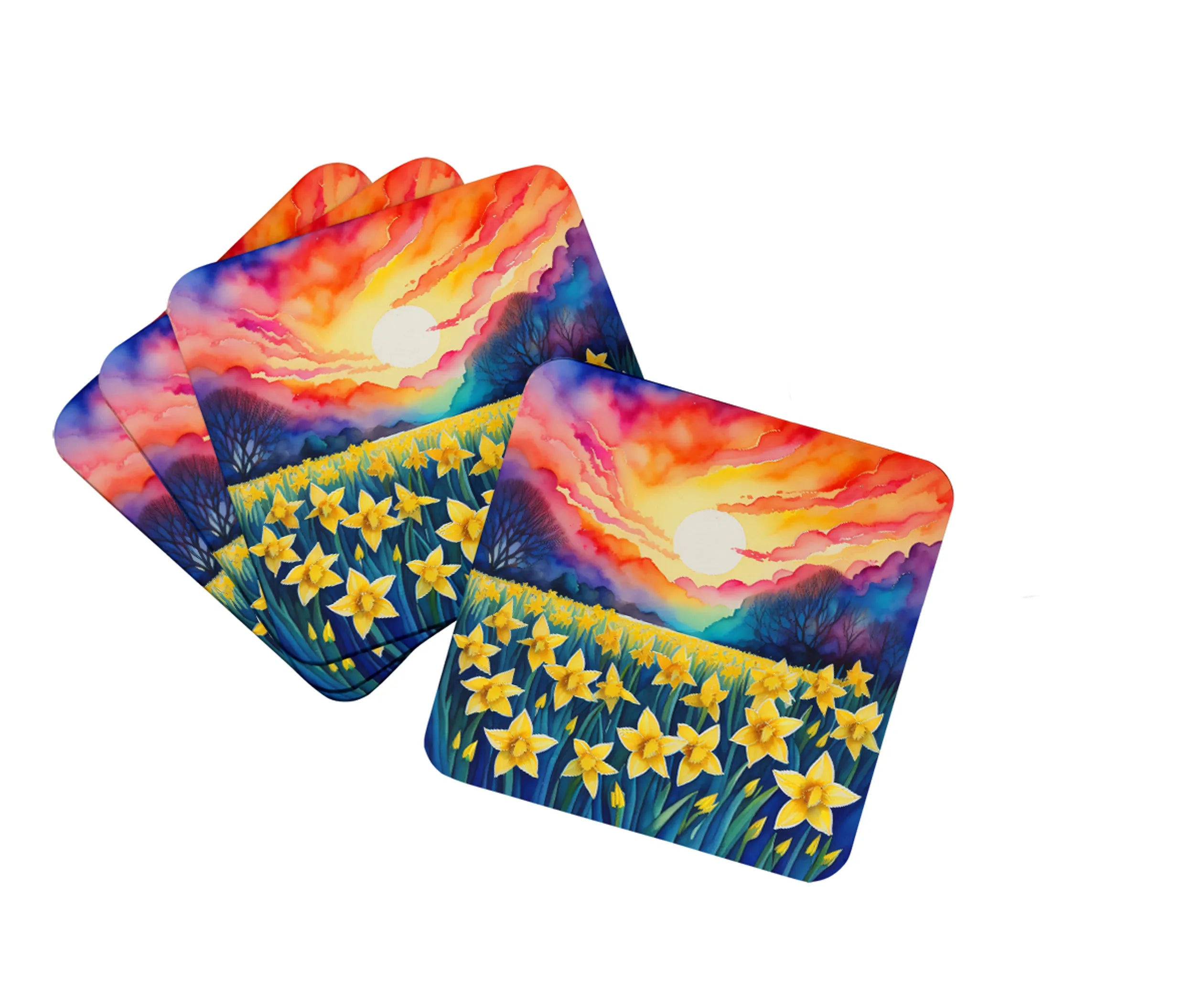 Colorful Flowers Foam Coasters - Size: 3.5 | Pack Of: 1 | Collection name: Colorful flowers