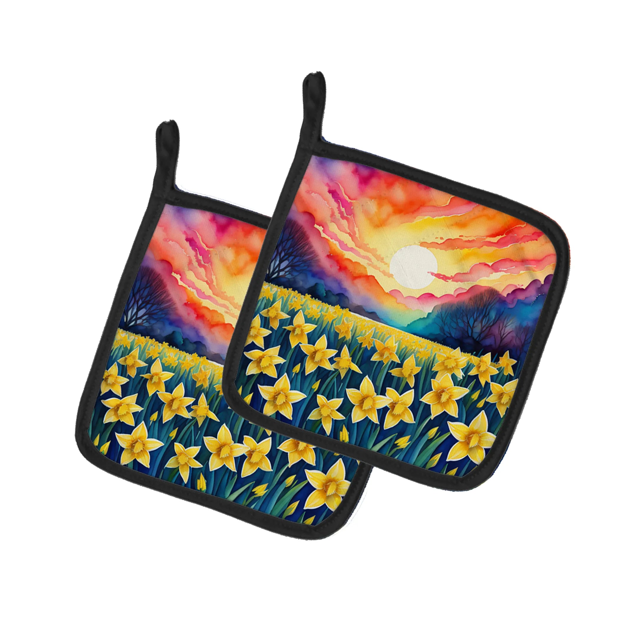 Colorful Flowers Pair of Pot Holders - Size: 7.5HX7.5W | Pack Of: 1 | Collection name: Colorful flowers
