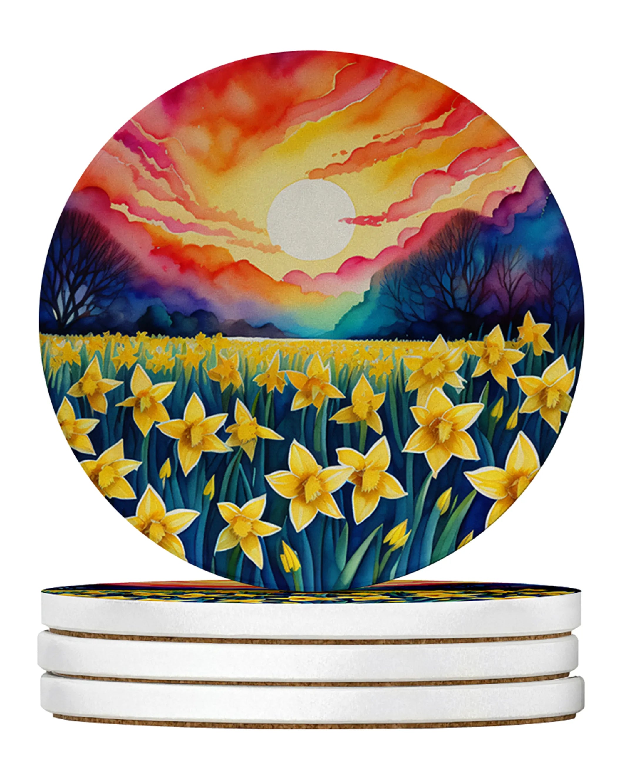 Colorful Flowers Large Sandstone Coasters Pack of 4