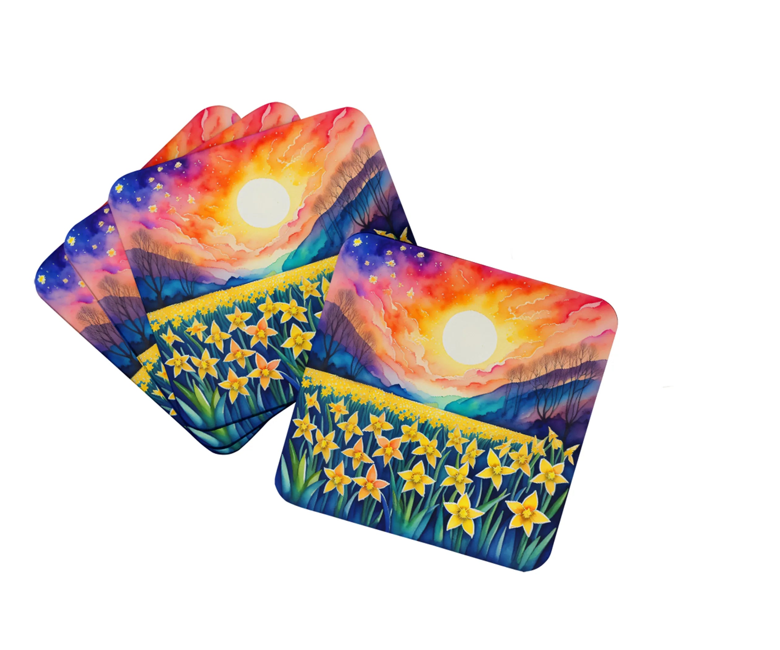 Colorful Flowers Foam Coasters - Size: 3.5 | Pack Of: 1 | Collection name: Colorful flowers
