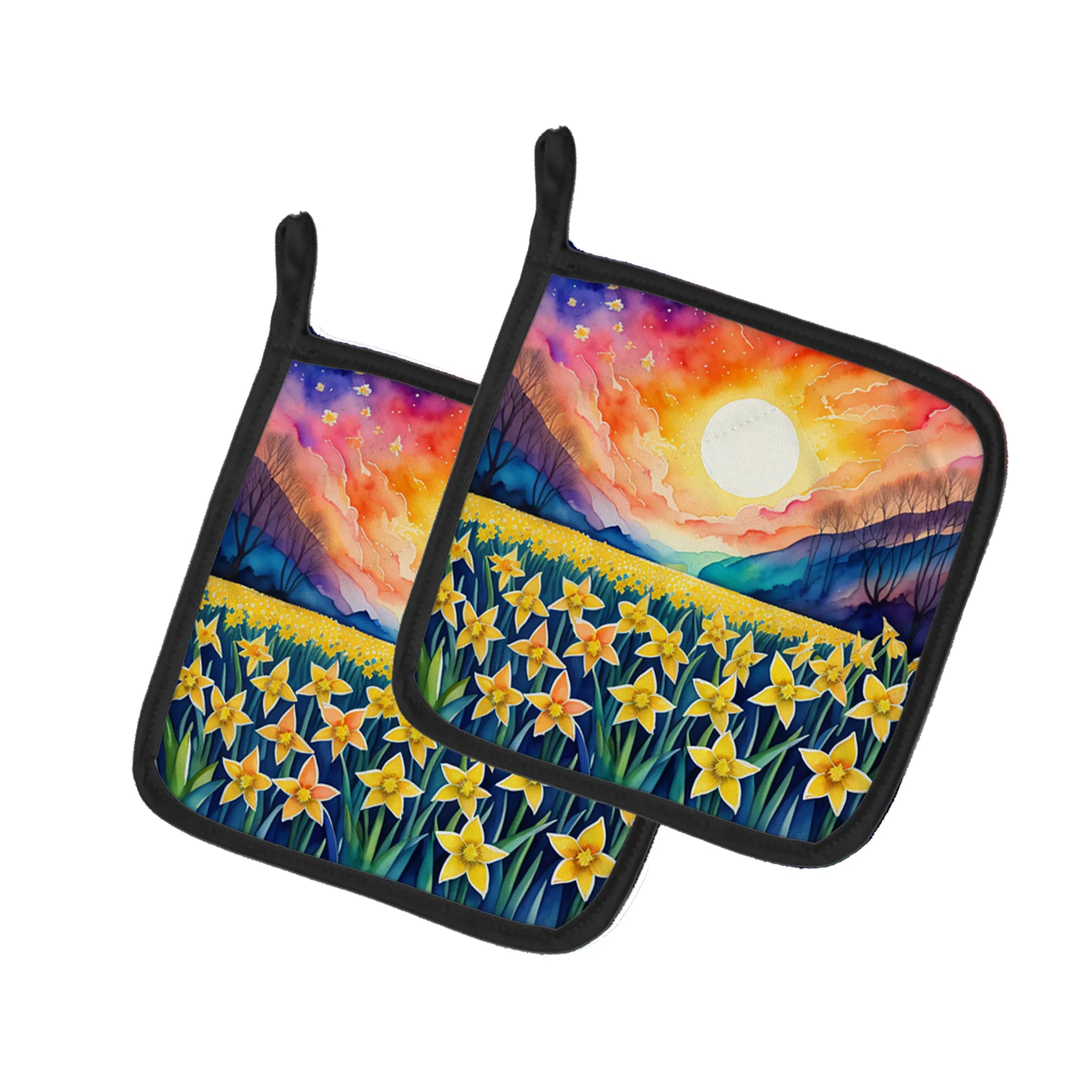 Colorful Flowers Pair of Pot Holders - Size: 7.5HX7.5W | Pack Of: 1 | Collection name: Colorful flowers