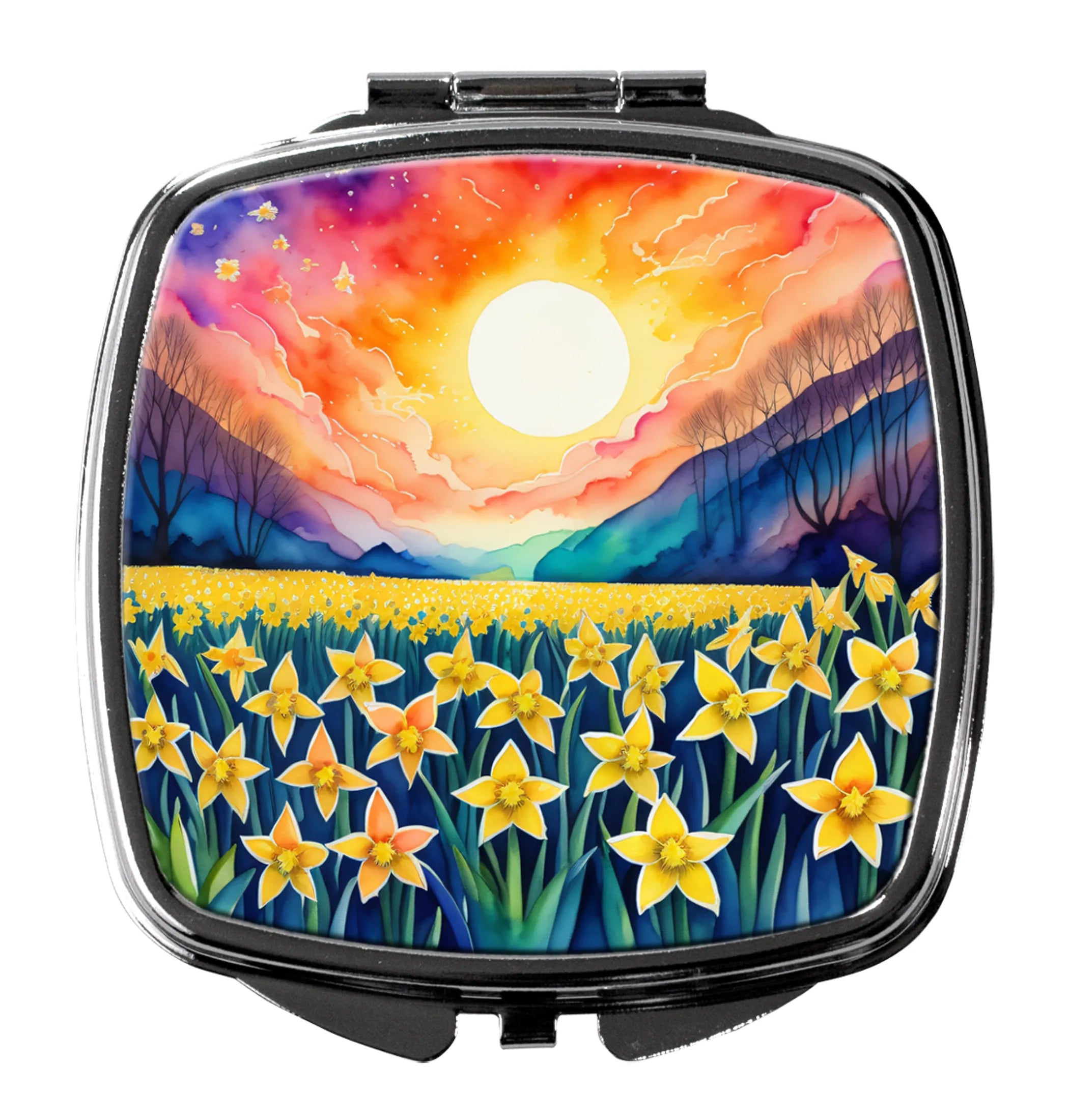 Colorful Flowers Compact Mirror - Pack Of: 1 | Collection name: Colorful flowers