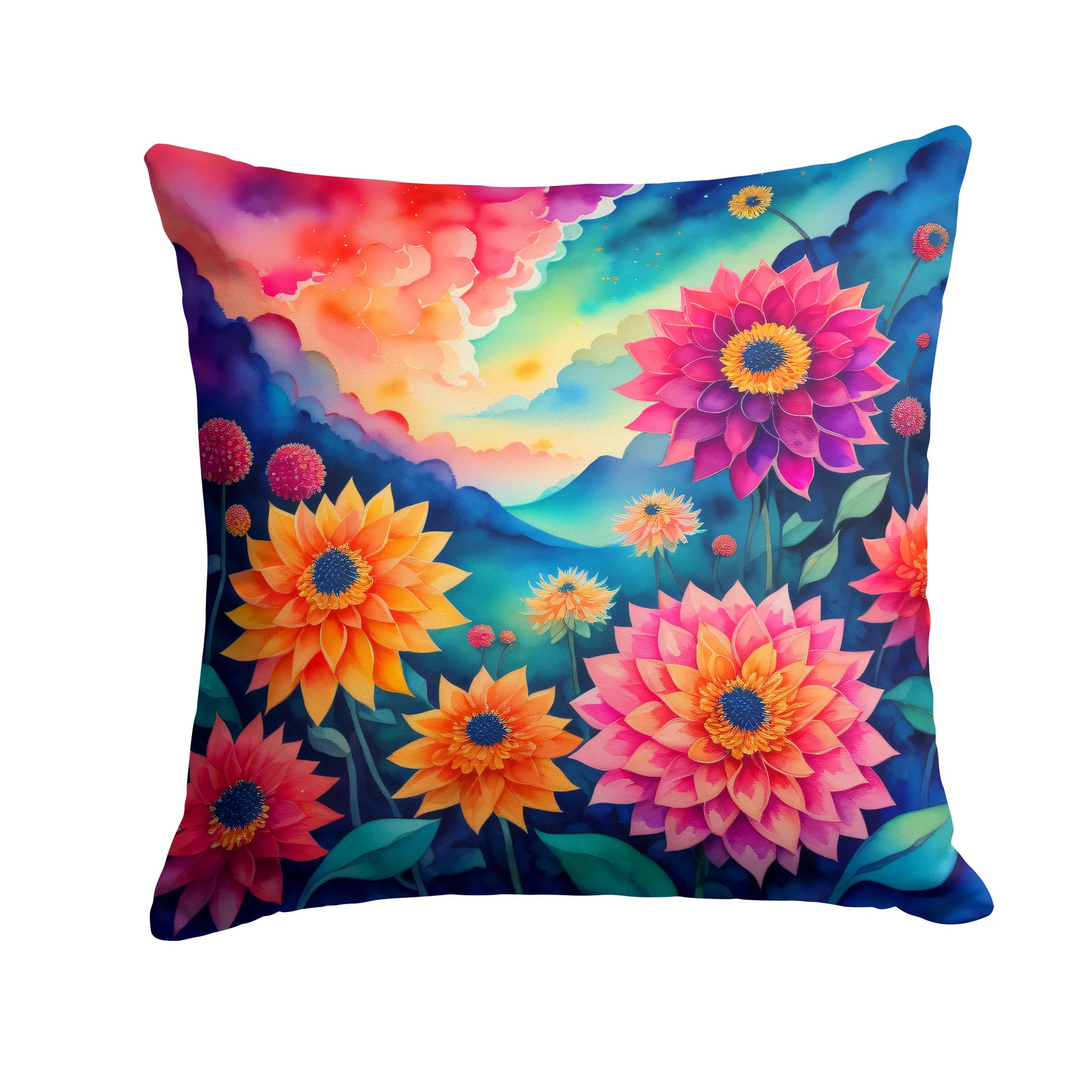 Colorful Flowers Throw Pillow - Pack Of: 1 | Collection name: Colorful flowers