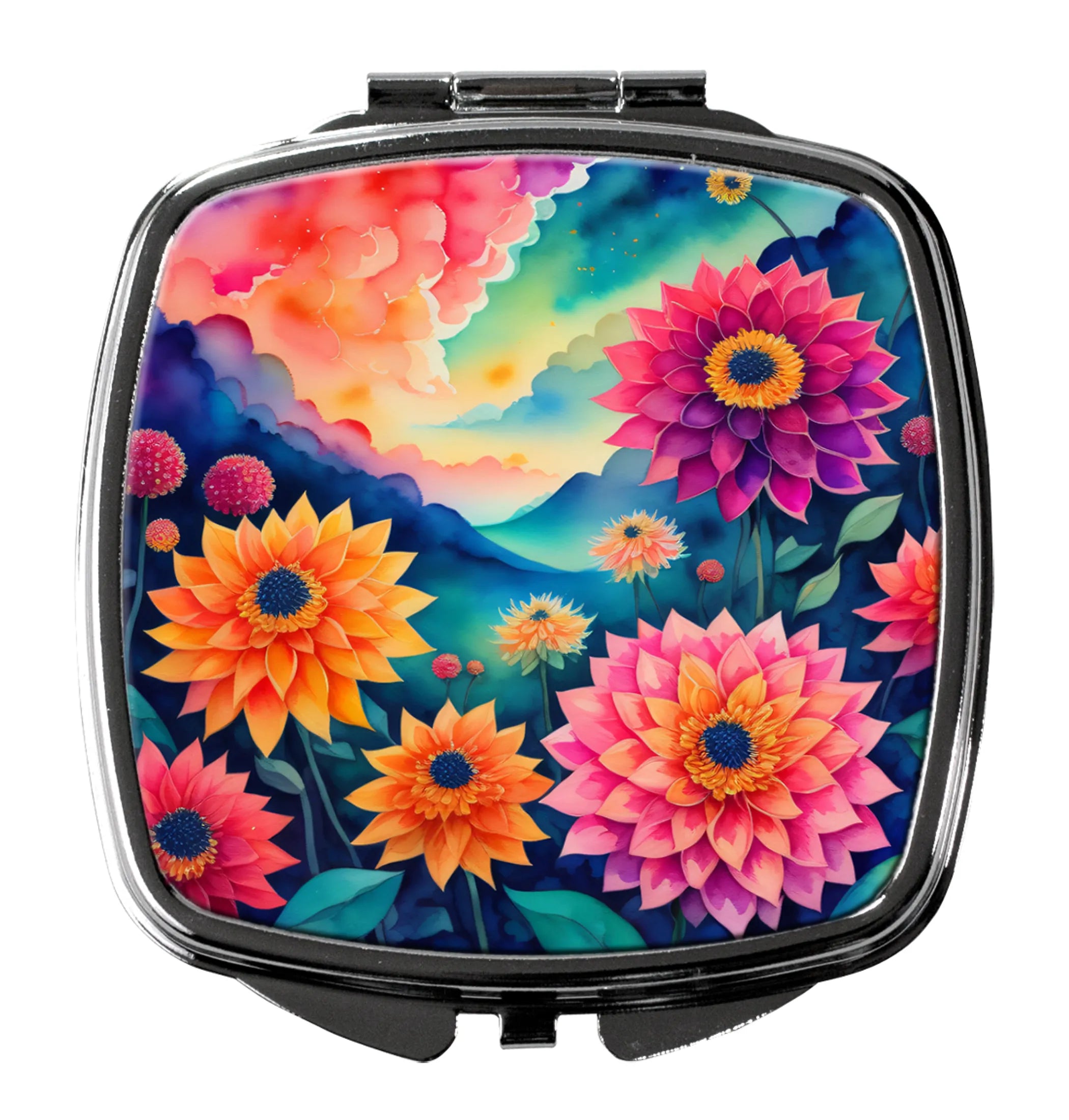 Colorful Flowers Compact Mirror - Pack Of: 1 | Collection name: Colorful flowers
