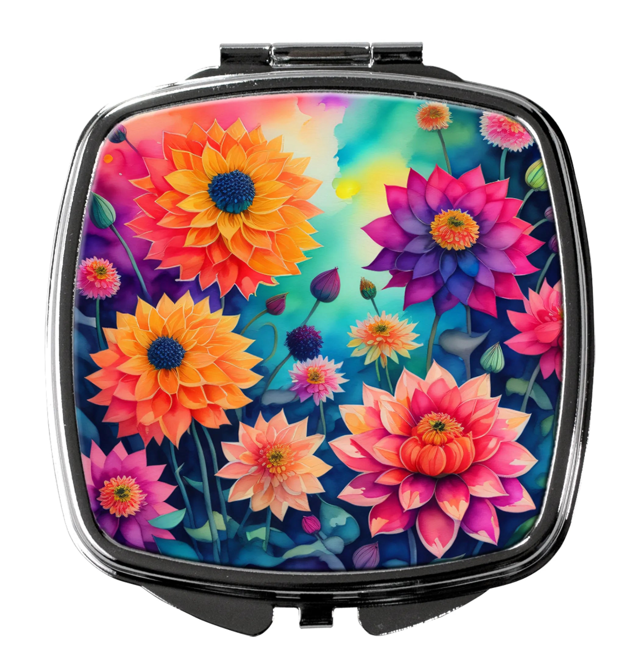 Colorful Flowers Compact Mirror - Pack Of: 1 | Collection name: Colorful flowers