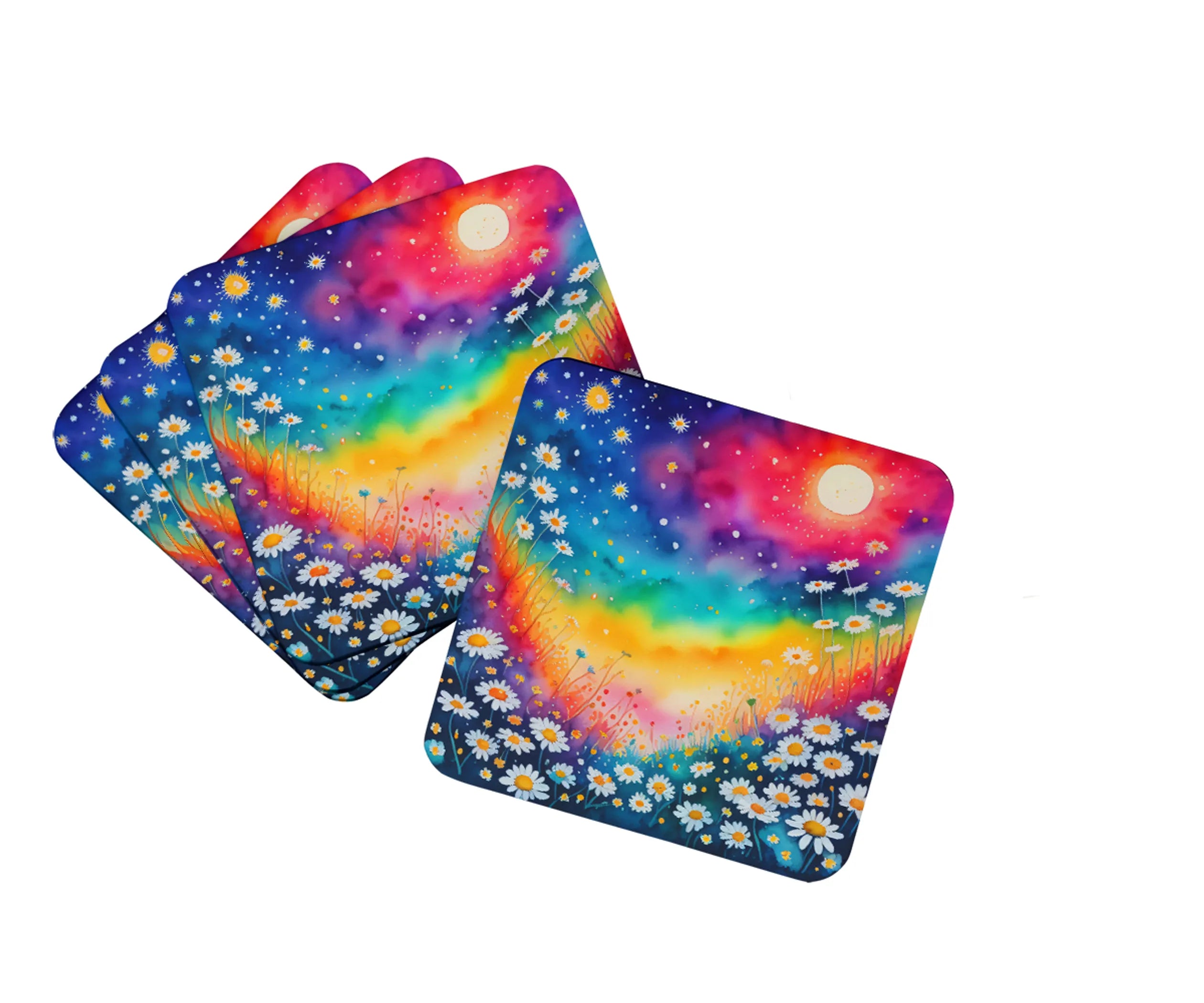 Colorful Flowers Foam Coasters - Size: 3.5 | Pack Of: 1 | Collection name: Colorful flowers