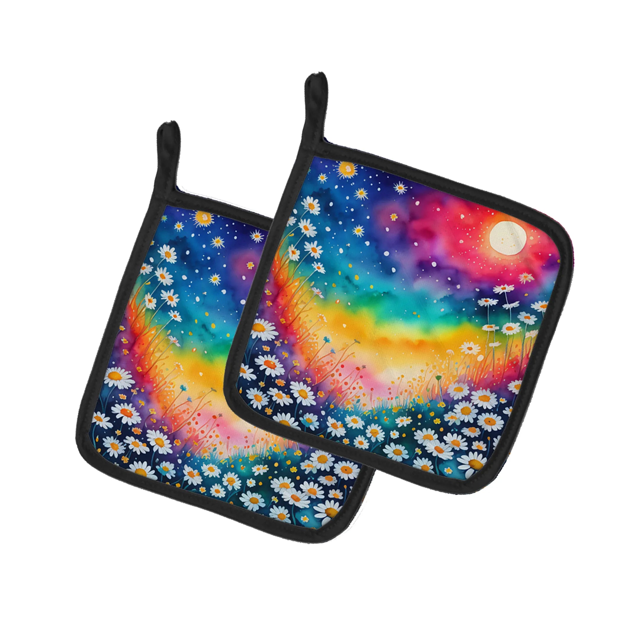 Colorful Flowers Pair of Pot Holders - Size: 7.5HX7.5W | Pack Of: 1 | Collection name: Colorful flowers