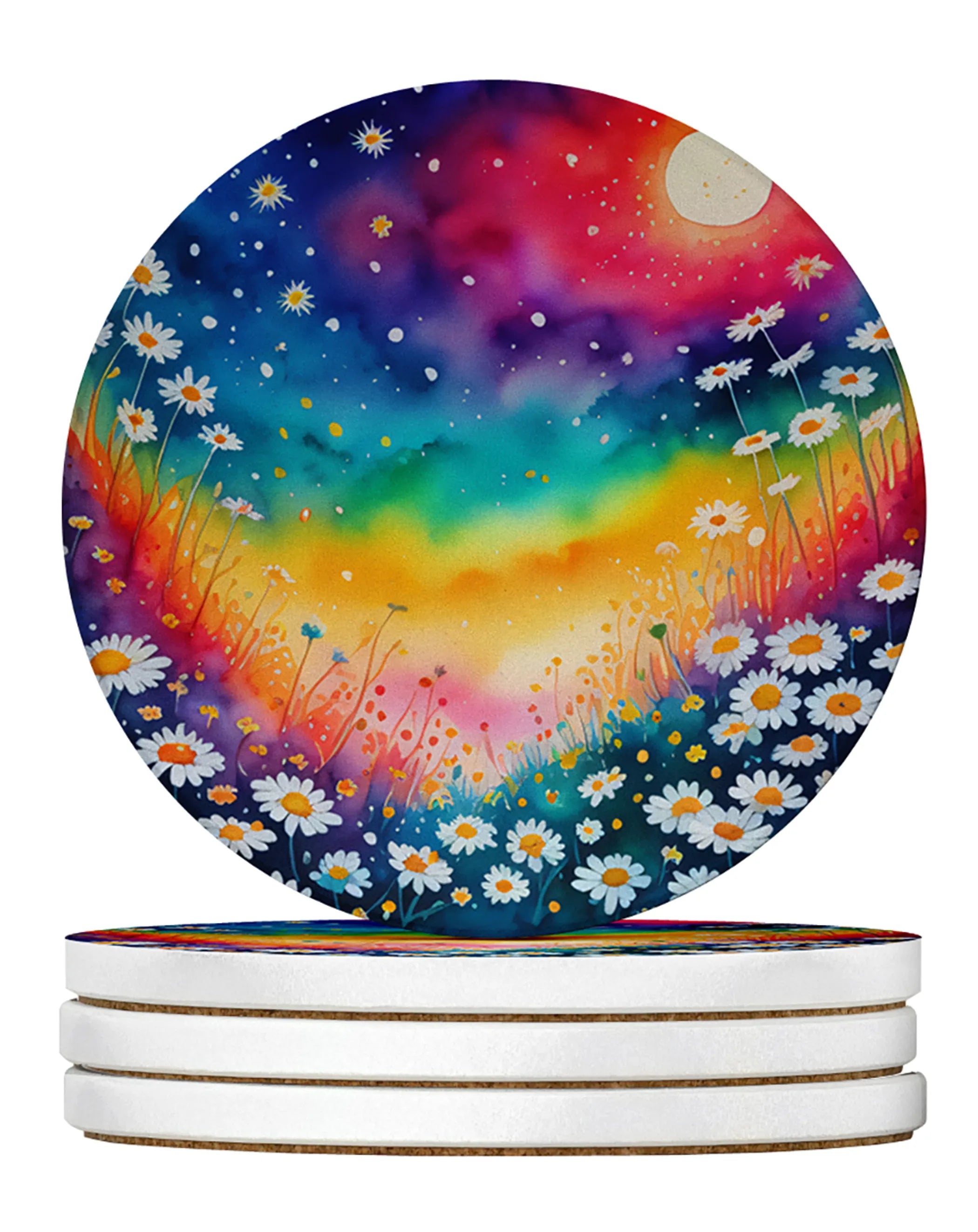 Colorful Flowers Large Sandstone Coasters Pack of 4