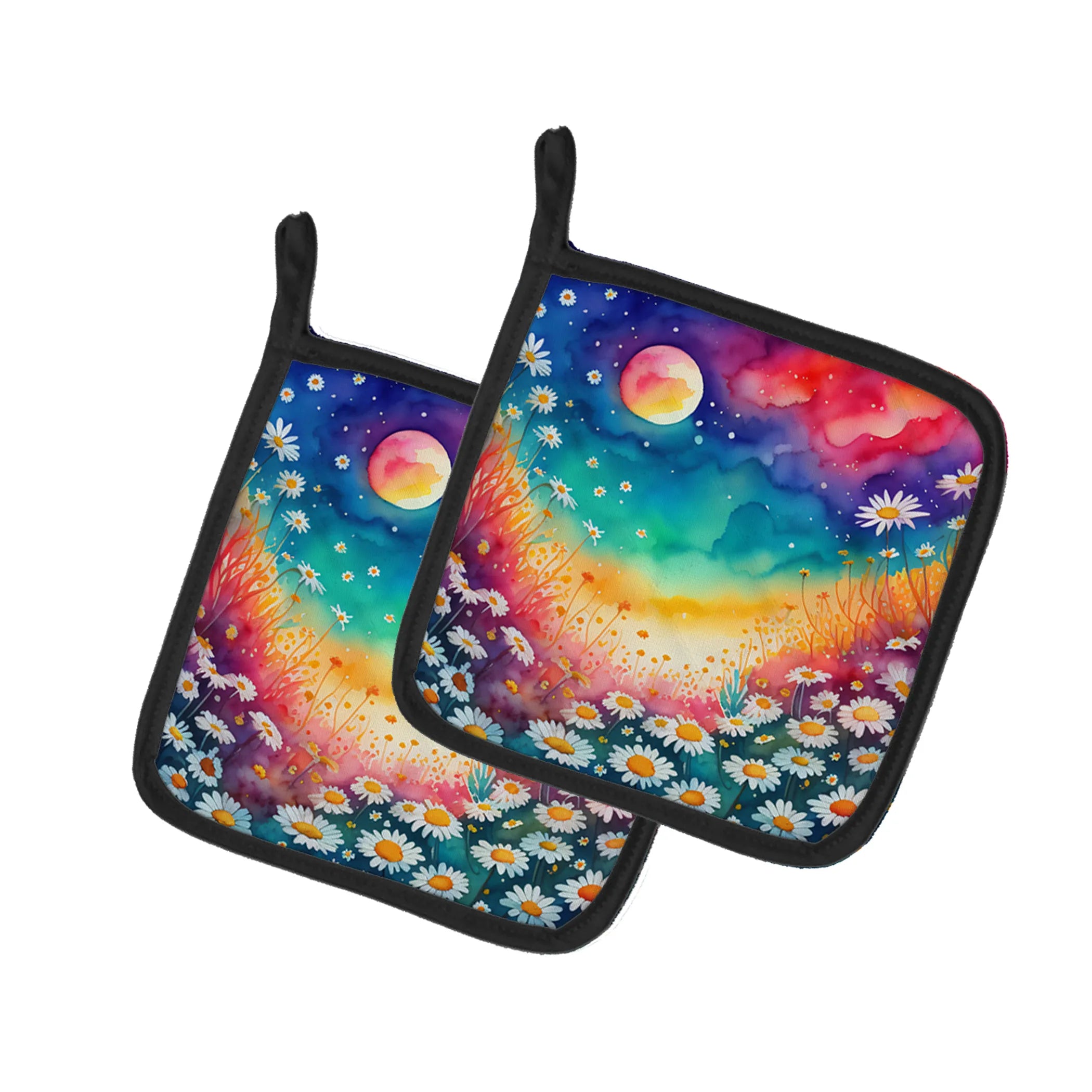 Colorful Flowers Pair of Pot Holders - Size: 7.5HX7.5W | Pack Of: 1 | Collection name: Colorful flowers