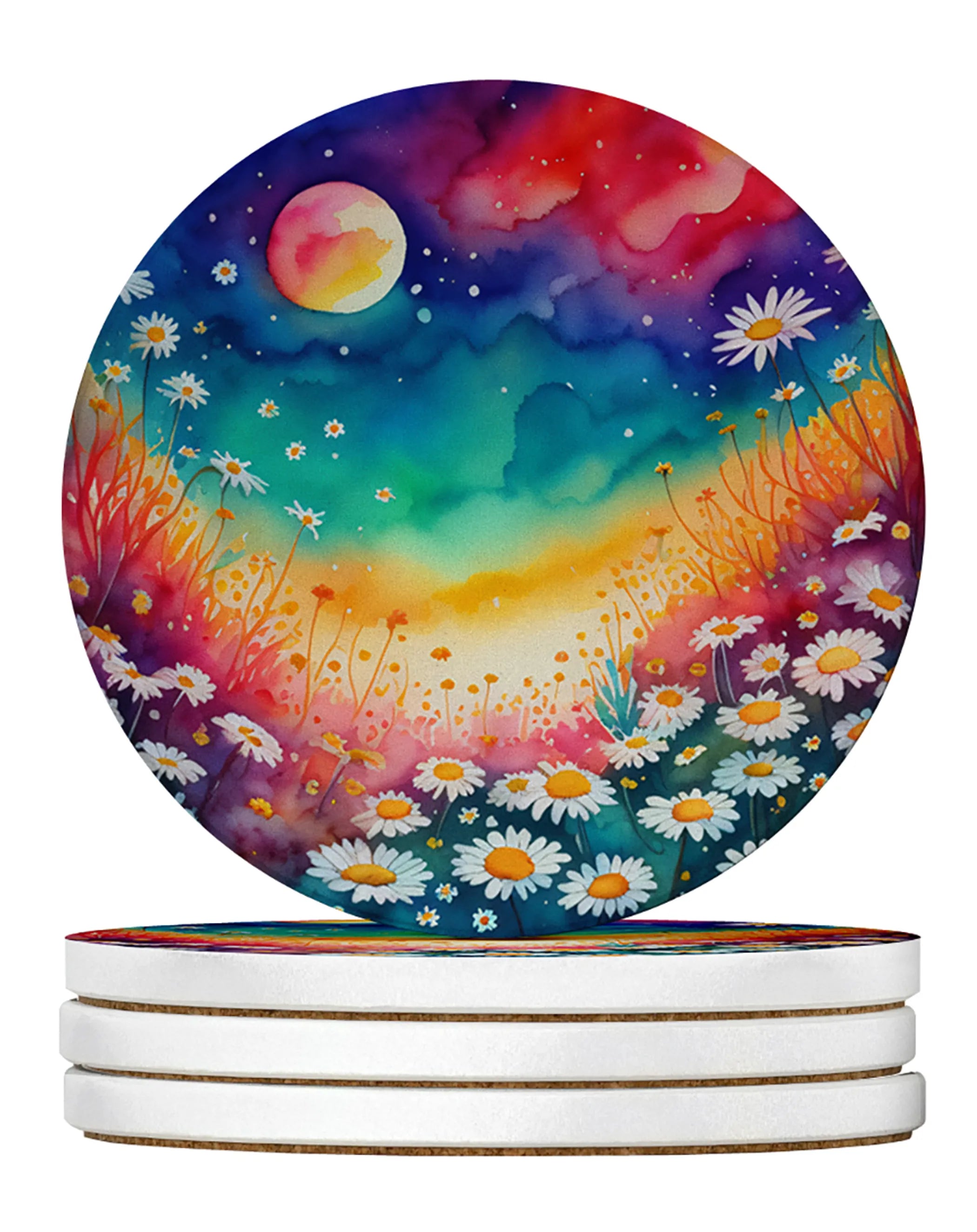 Colorful Flowers Large Sandstone Coasters Pack of 4