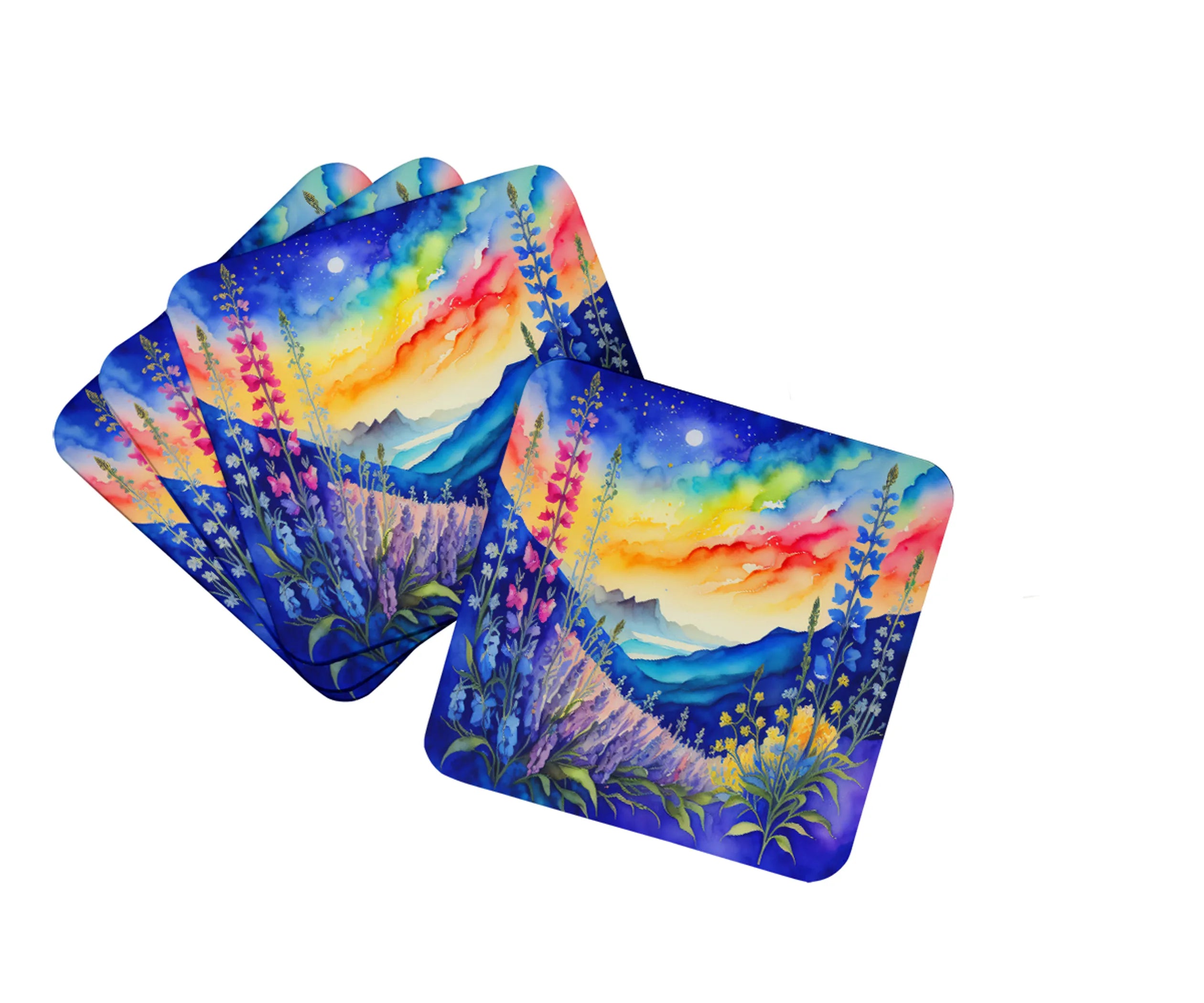 Colorful Flowers Foam Coasters - Size: 3.5 | Pack Of: 1 | Collection name: Colorful flowers