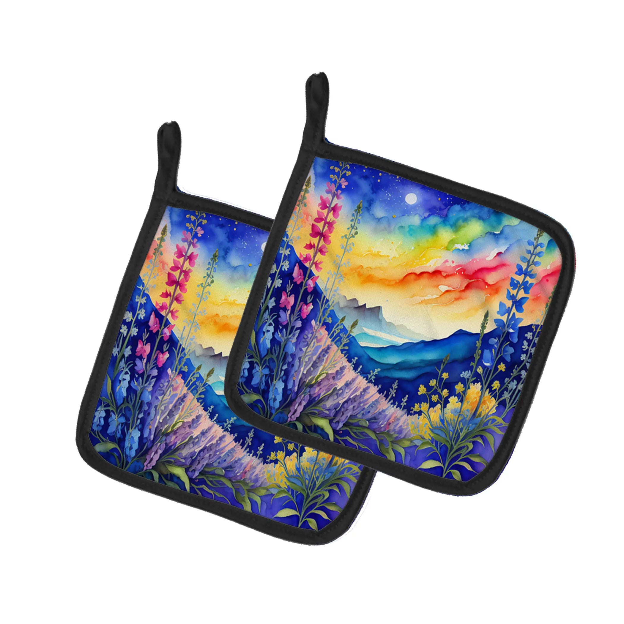 Colorful Flowers Pair of Pot Holders - Size: 7.5HX7.5W | Pack Of: 1 | Collection name: Colorful flowers