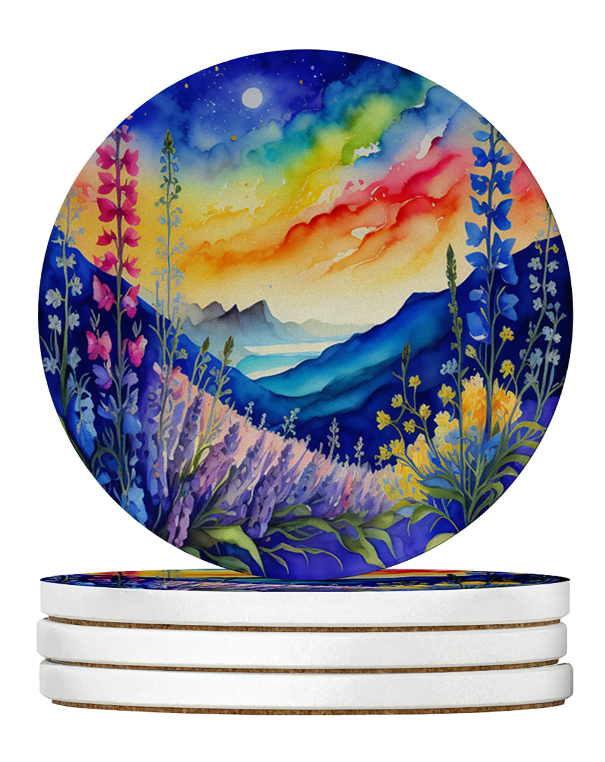 Colorful Flowers Large Sandstone Coasters Pack of 4