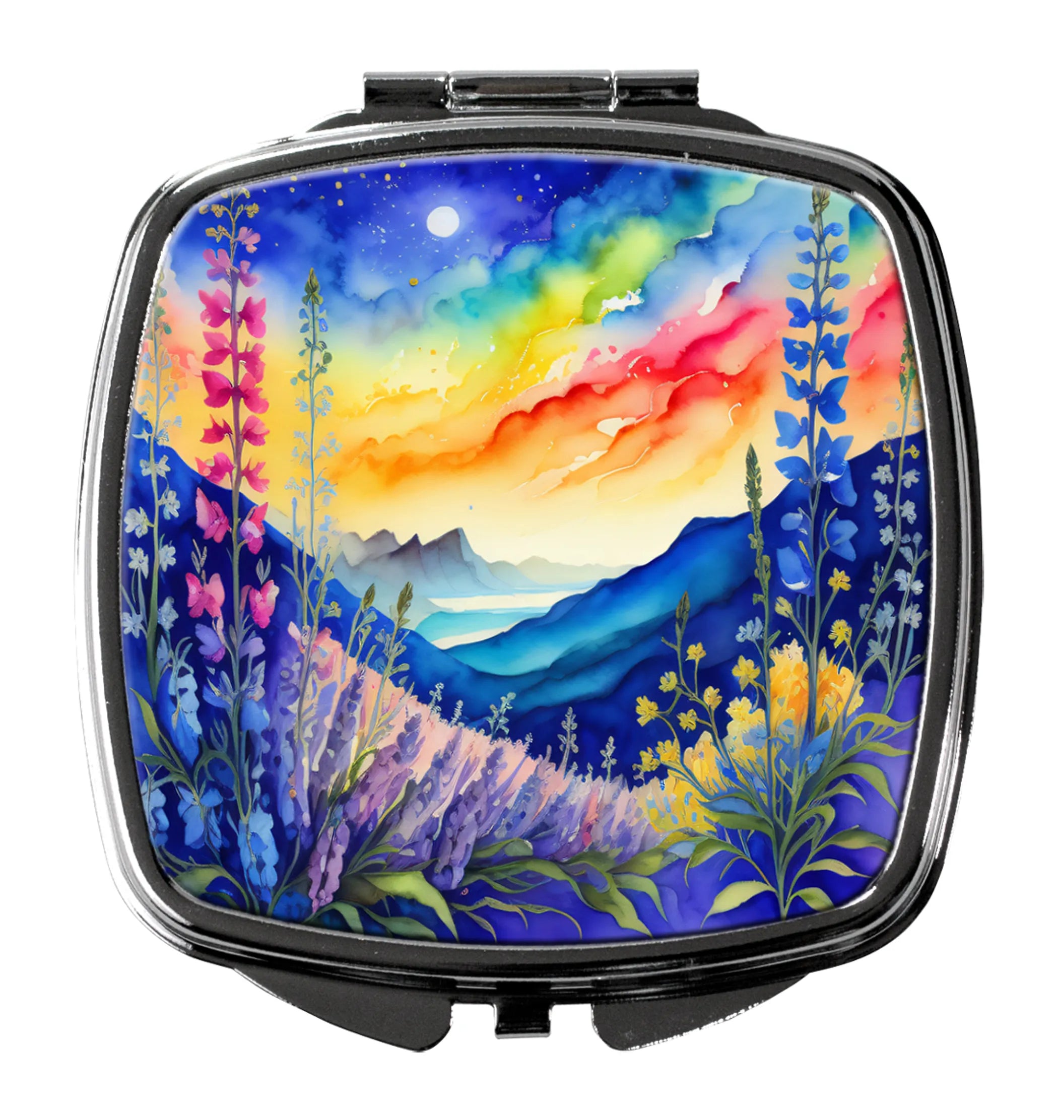 Colorful Flowers Compact Mirror - Pack Of: 1 | Collection name: Colorful flowers