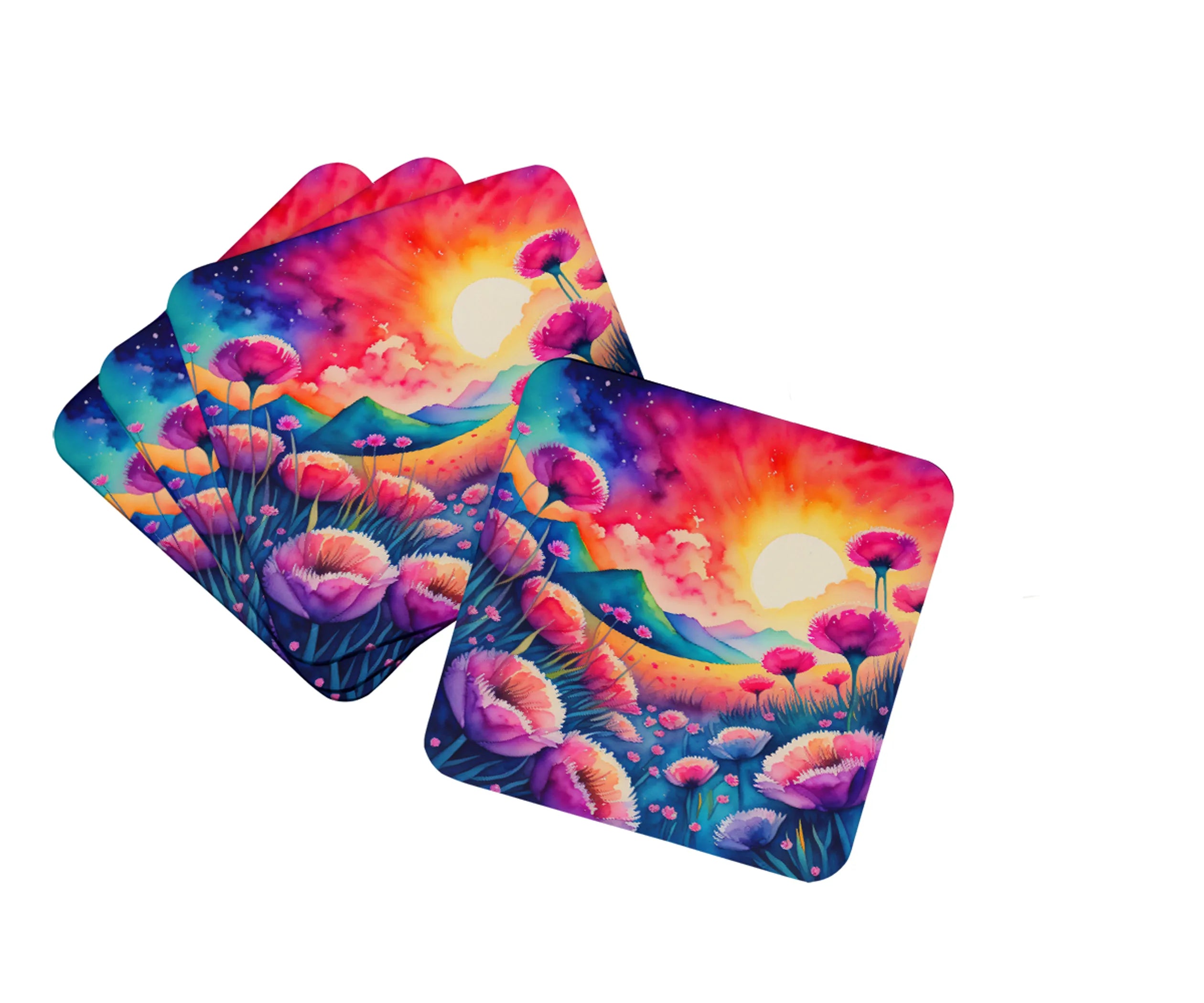 Colorful Flowers Foam Coasters - Size: 3.5 | Pack Of: 1 | Collection name: Colorful flowers