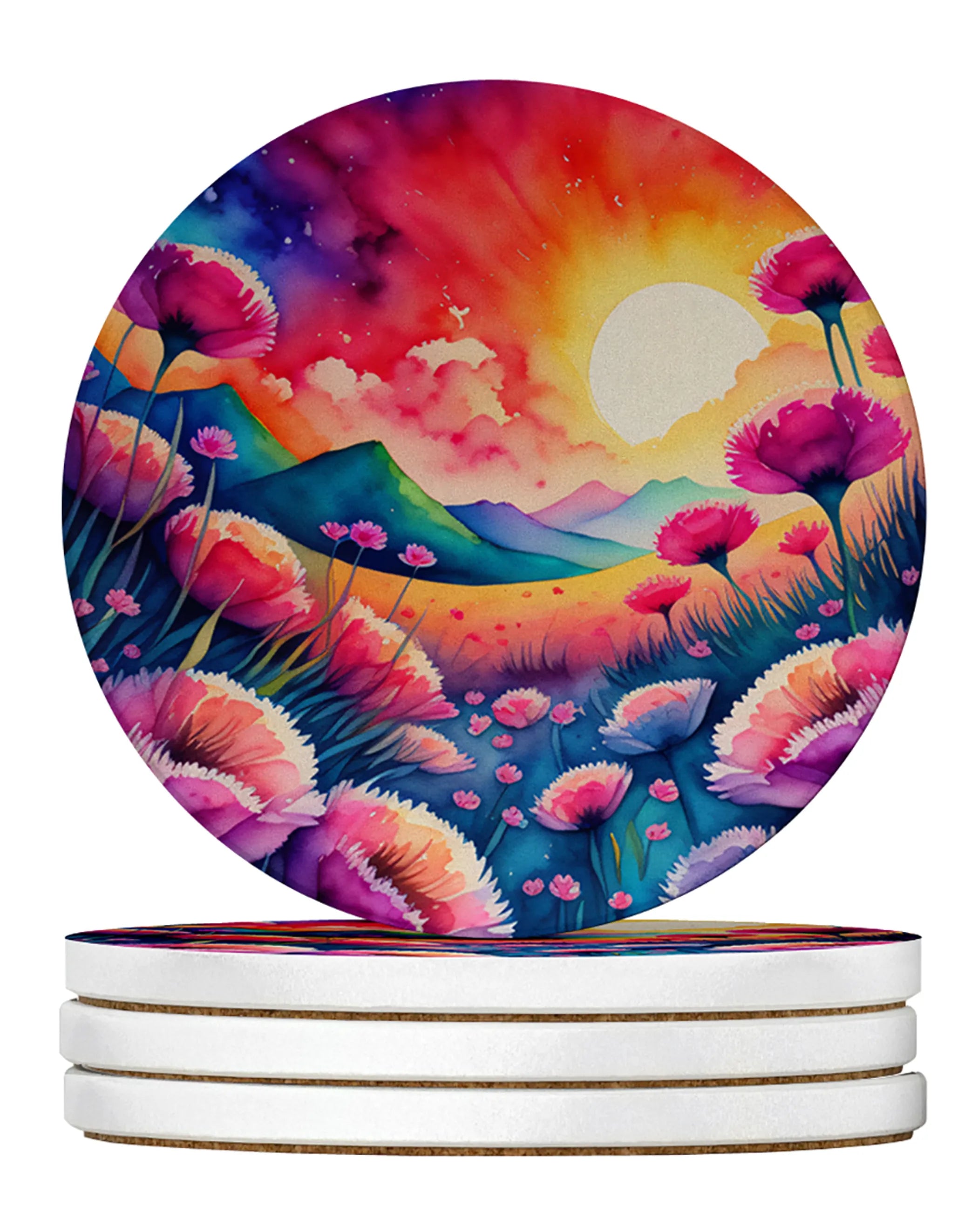 Colorful Flowers Large Sandstone Coasters Pack of 4