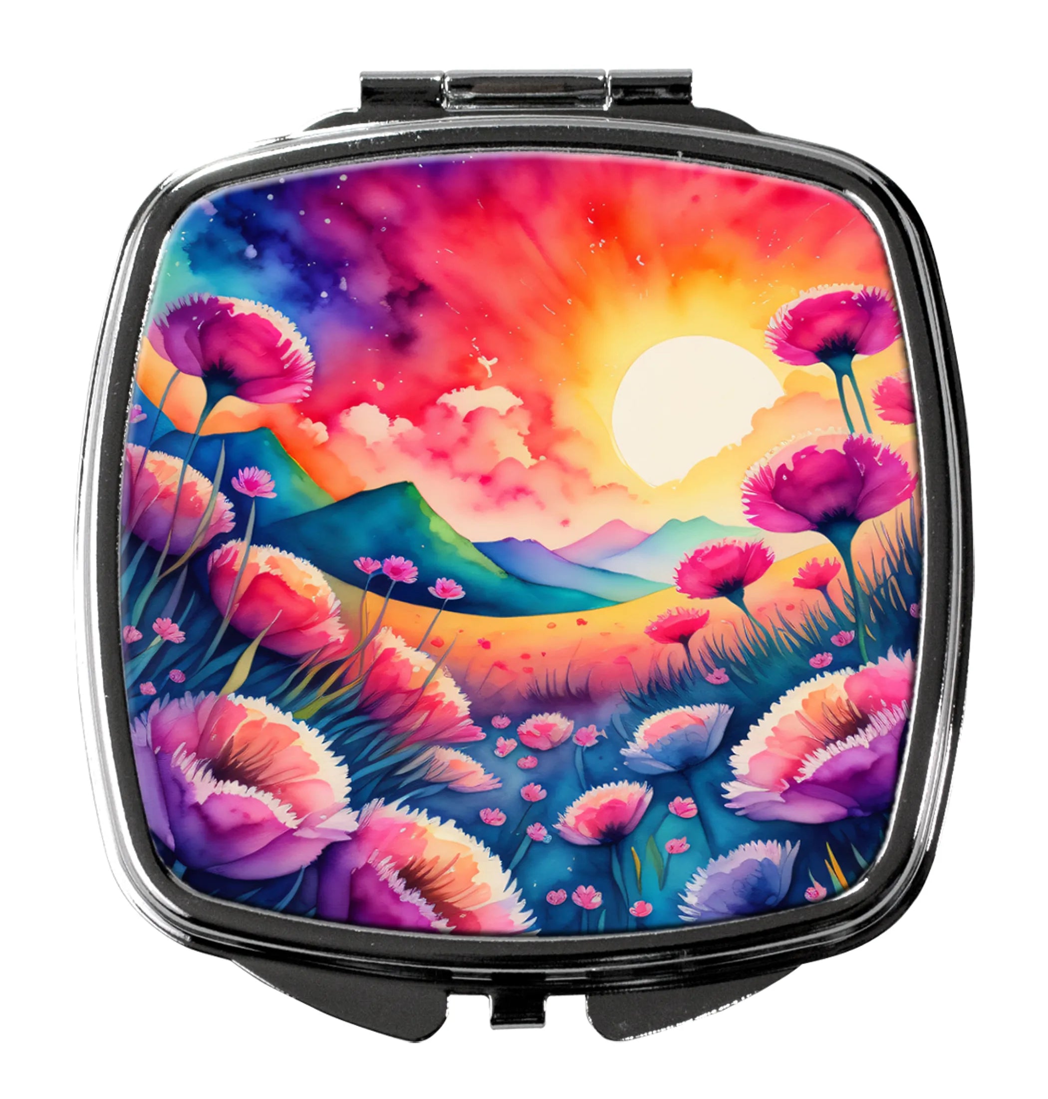 Colorful Flowers Compact Mirror - Pack Of: 1 | Collection name: Colorful flowers