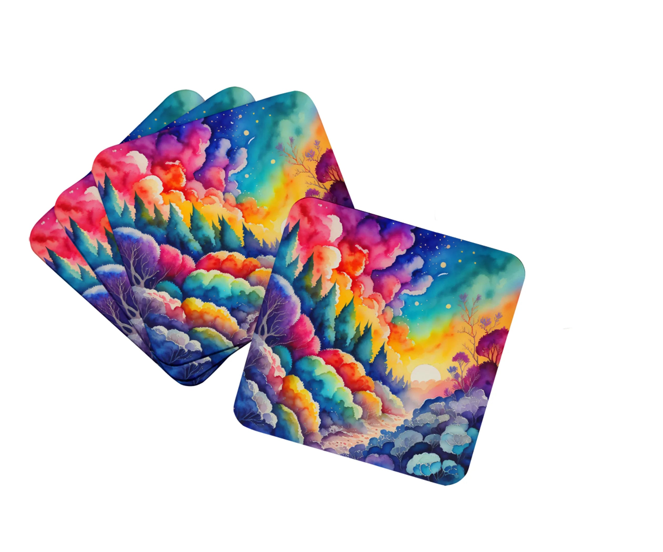 Colorful Flowers Foam Coasters - Size: 3.5 | Pack Of: 1 | Collection name: Colorful flowers