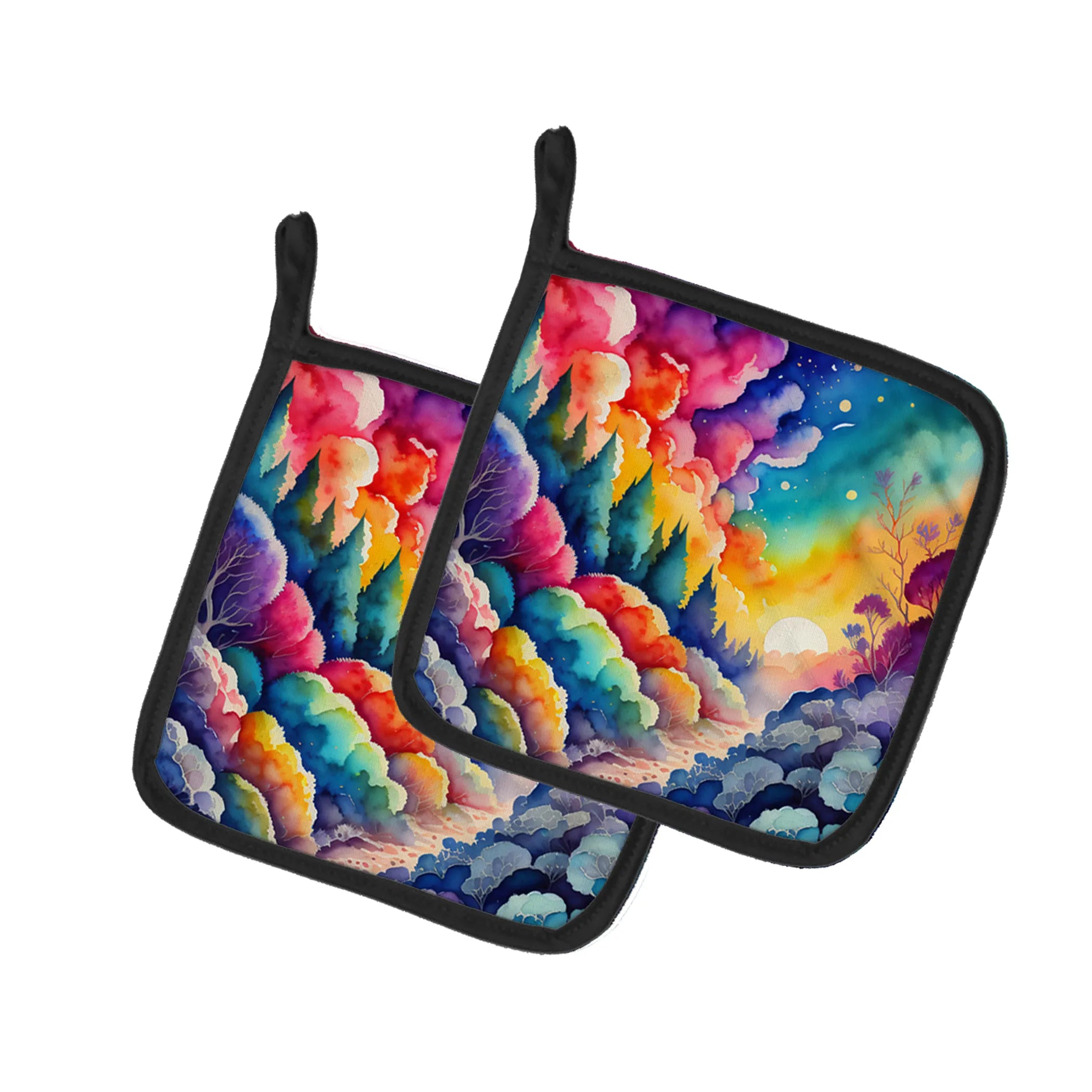 Colorful Flowers Pair of Pot Holders - Size: 7.5HX7.5W | Pack Of: 1 | Collection name: Colorful flowers