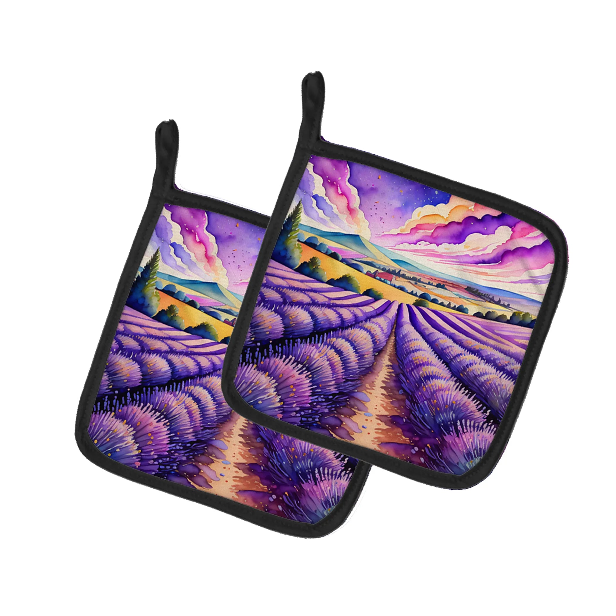 Colorful Flowers Pair of Pot Holders - Size: 7.5HX7.5W | Pack Of: 1 | Collection name: Colorful flowers