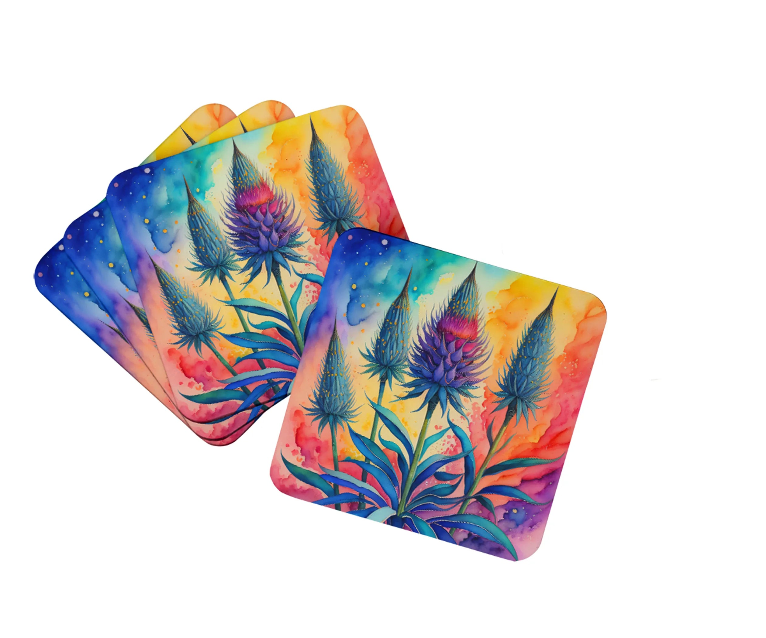 Colorful Flowers Foam Coasters - Size: 3.5 | Pack Of: 1 | Collection name: Colorful flowers