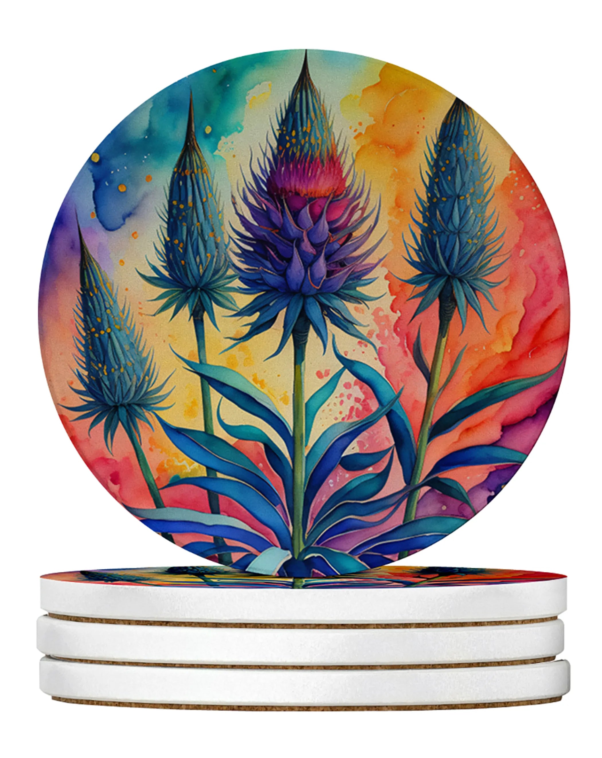Colorful Flowers Large Sandstone Coasters Pack of 4