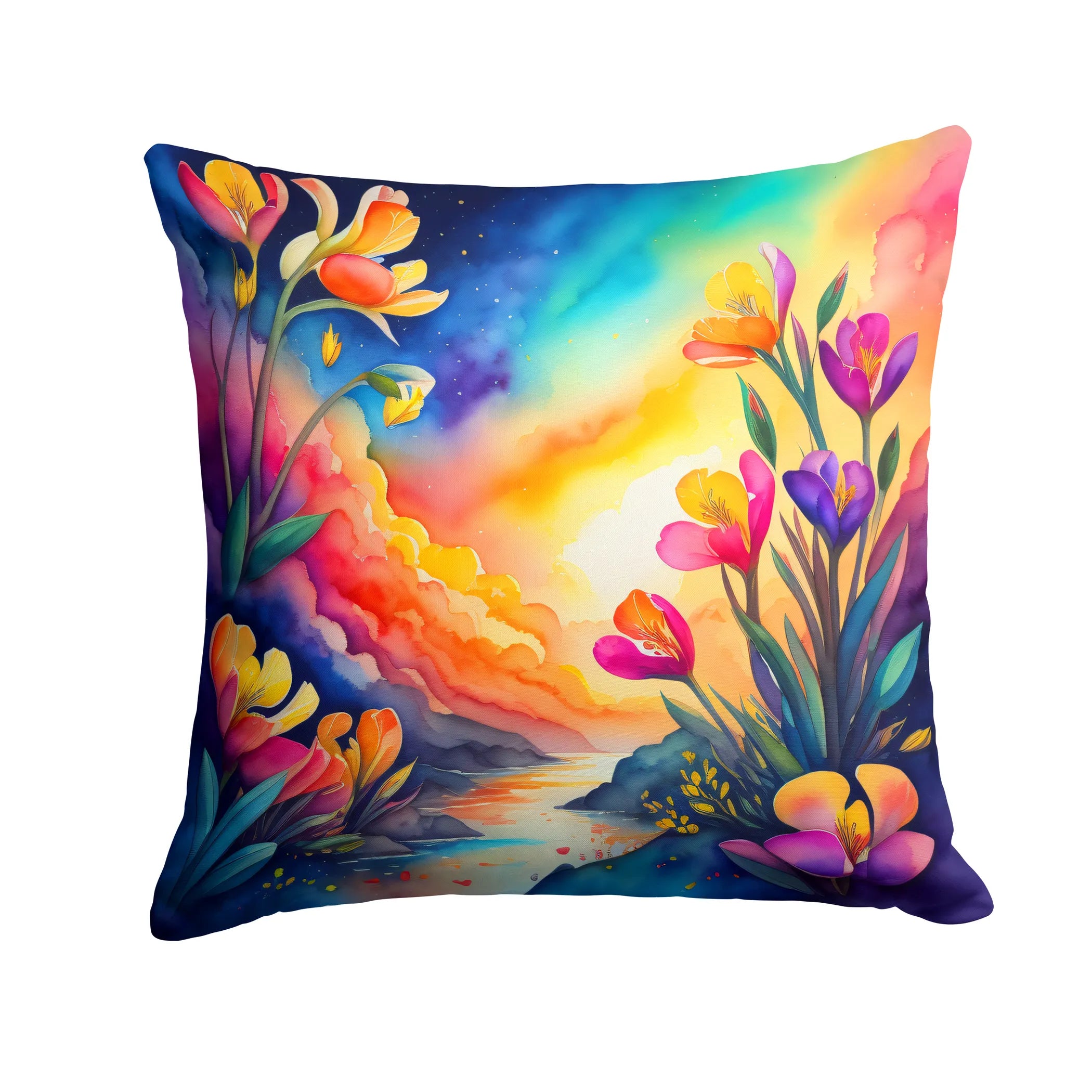 Colorful Flowers Throw Pillow - Pack Of: 1 | Collection name: Colorful flowers