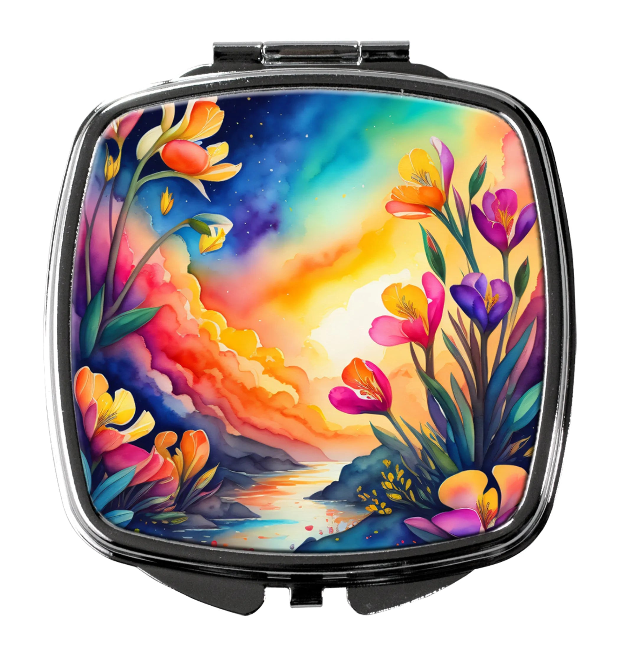 Colorful Flowers Compact Mirror - Pack Of: 1 | Collection name: Colorful flowers