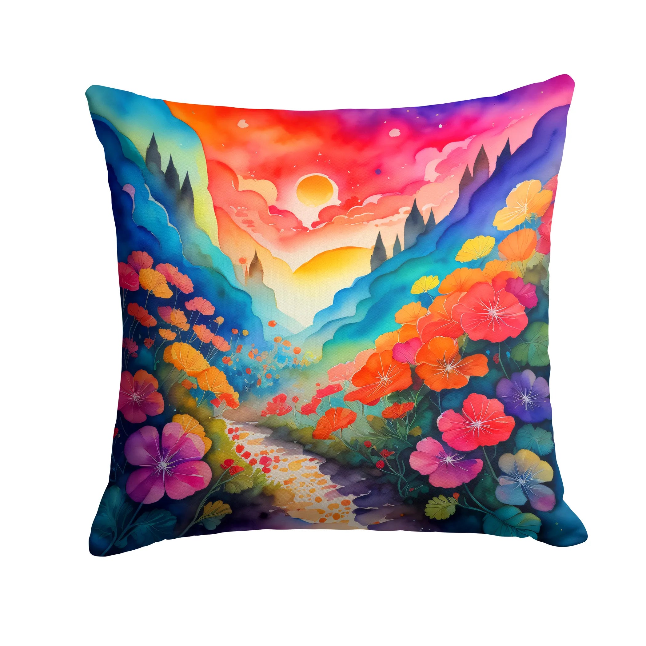 Colorful Flowers Throw Pillow - Pack Of: 1 | Collection name: Colorful flowers