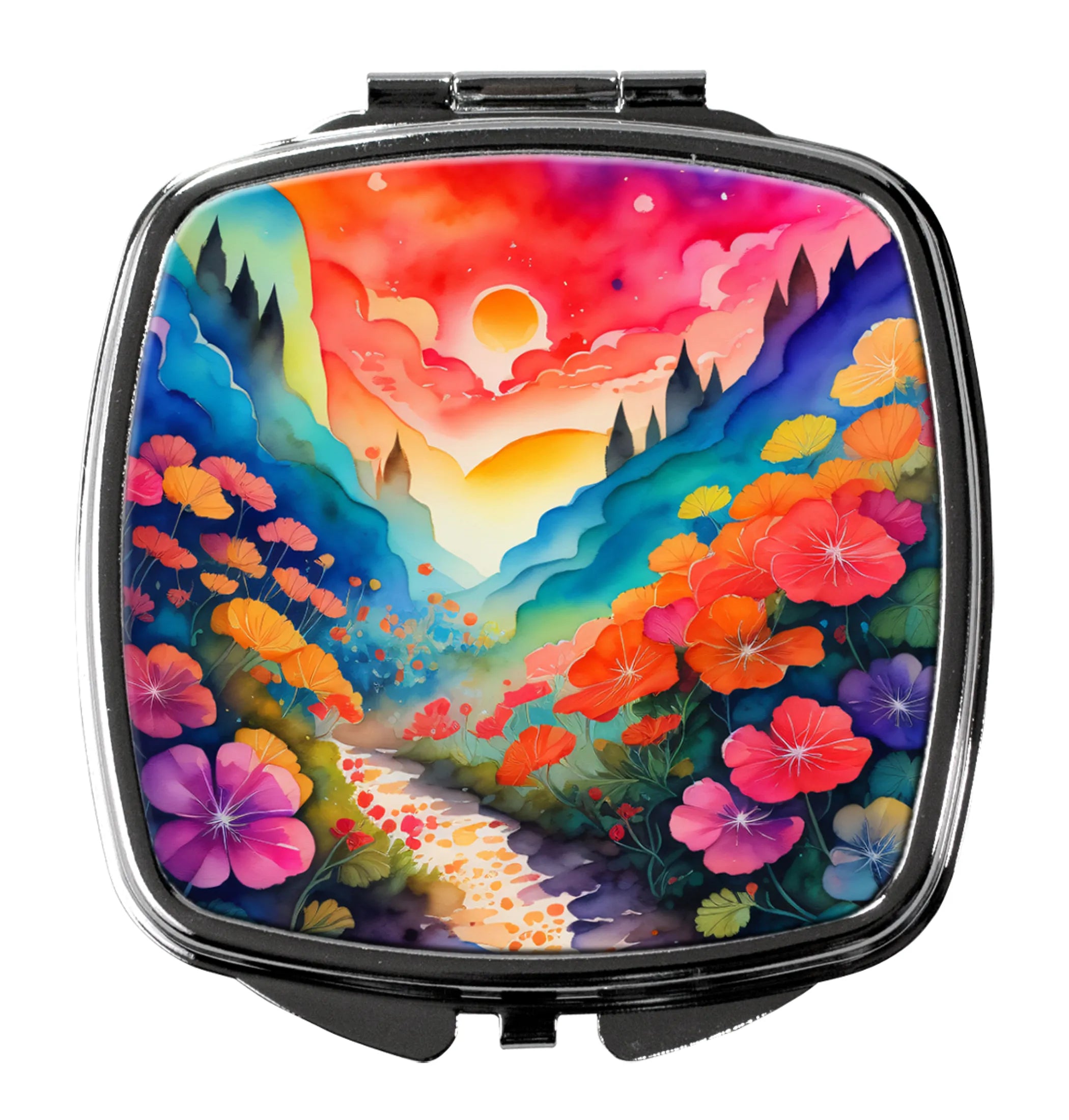Colorful Flowers Compact Mirror - Pack Of: 1 | Collection name: Colorful flowers