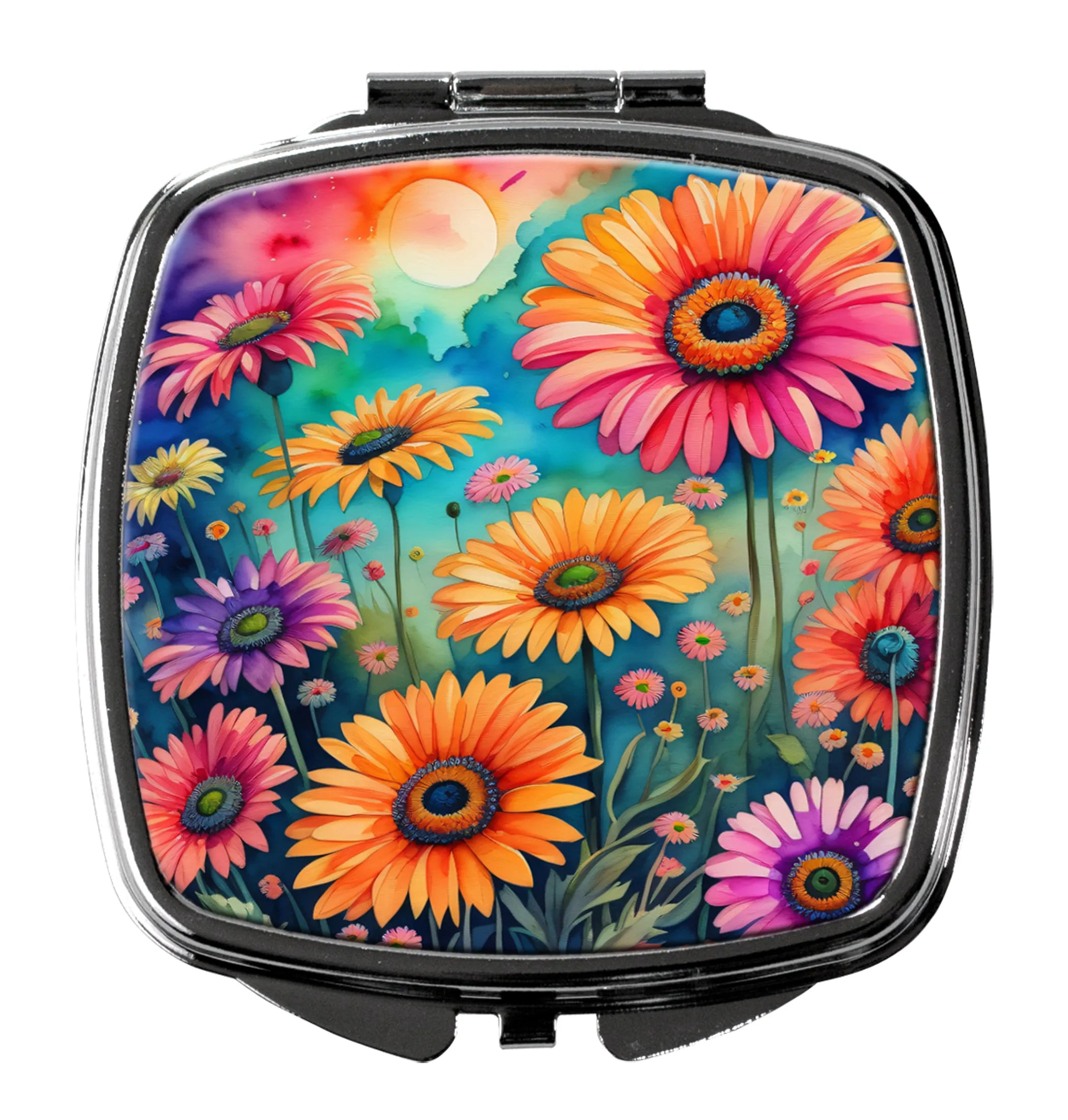 Colorful Flowers Compact Mirror - Pack Of: 1 | Collection name: Colorful flowers