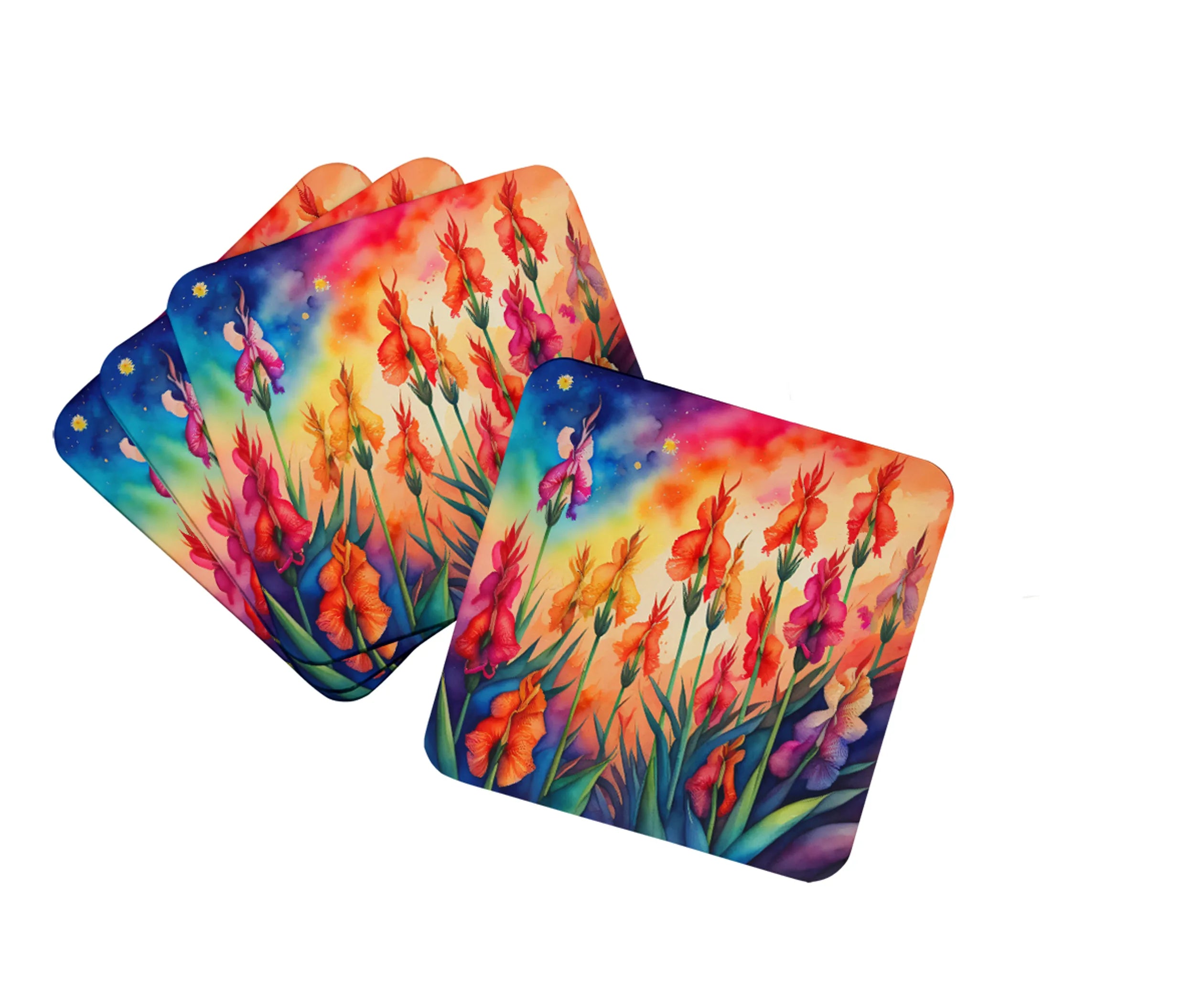 Colorful Flowers Foam Coasters - Size: 3.5 | Pack Of: 1 | Collection name: Colorful flowers