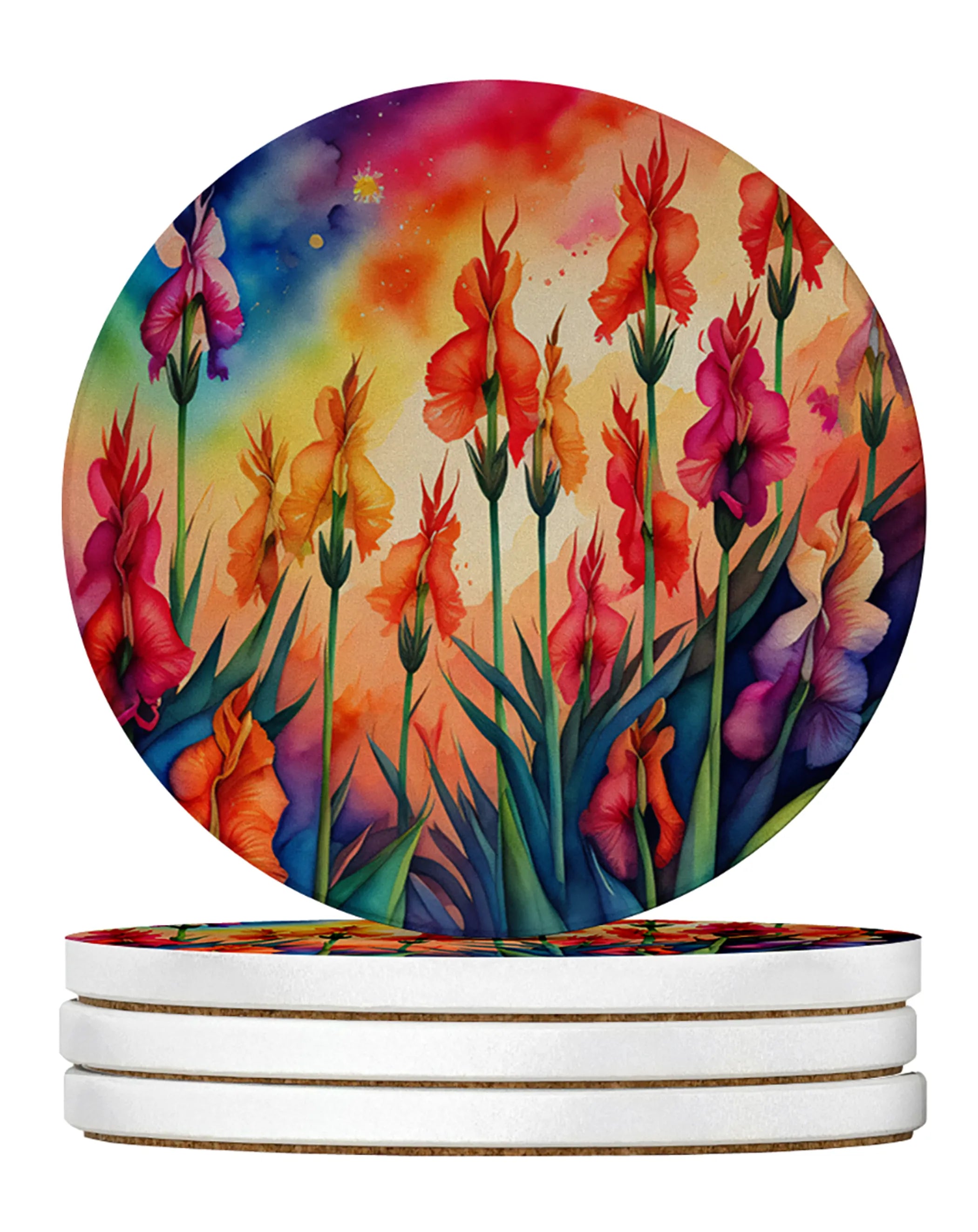 Colorful Flowers Large Sandstone Coasters Pack of 4