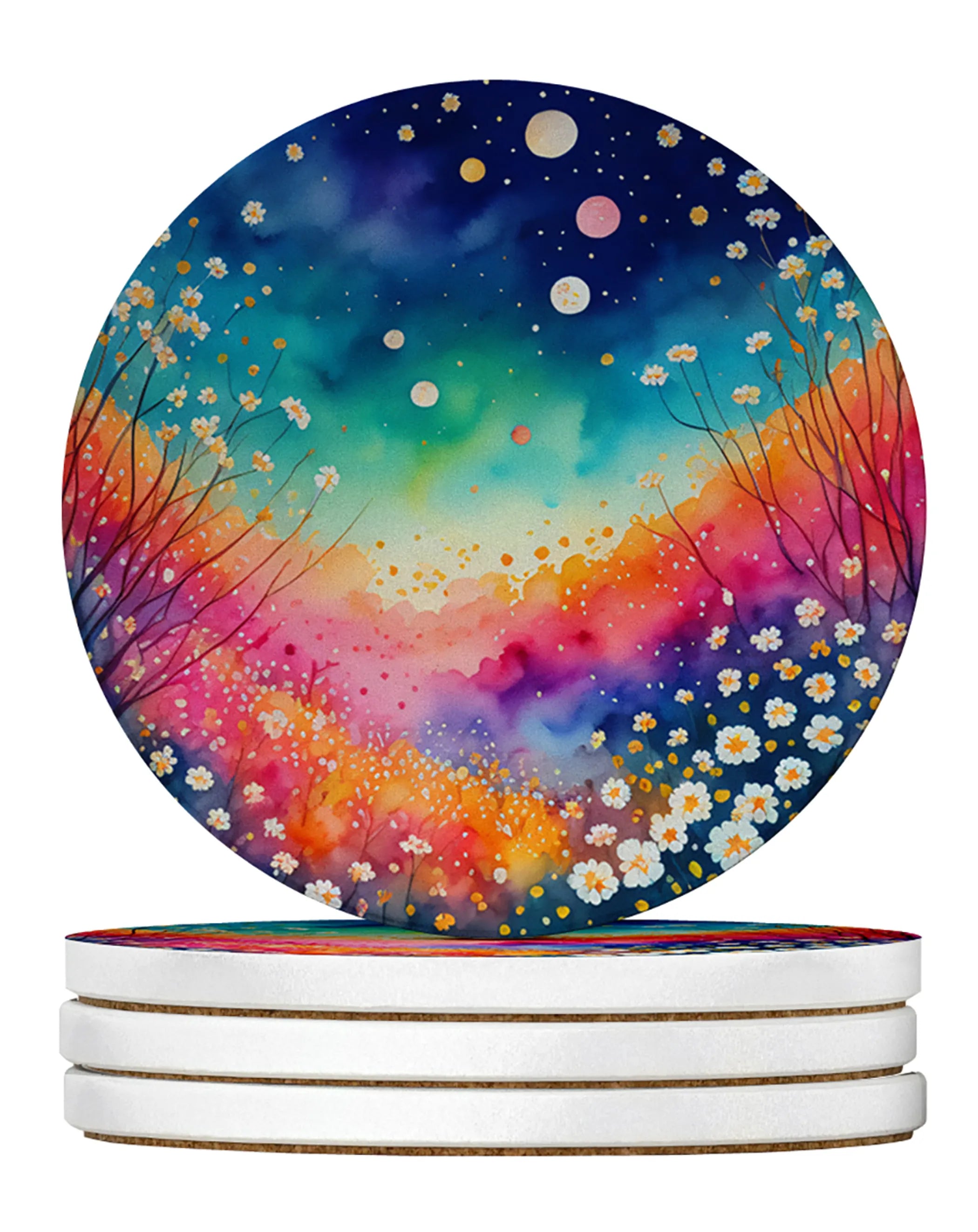 Colorful Flowers Large Sandstone Coasters Pack of 4