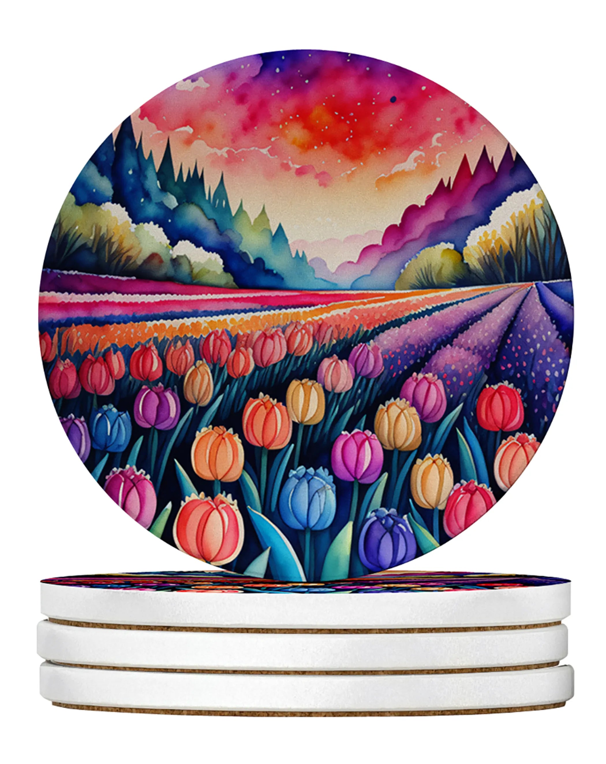 Colorful Flowers Large Sandstone Coasters Pack of 4