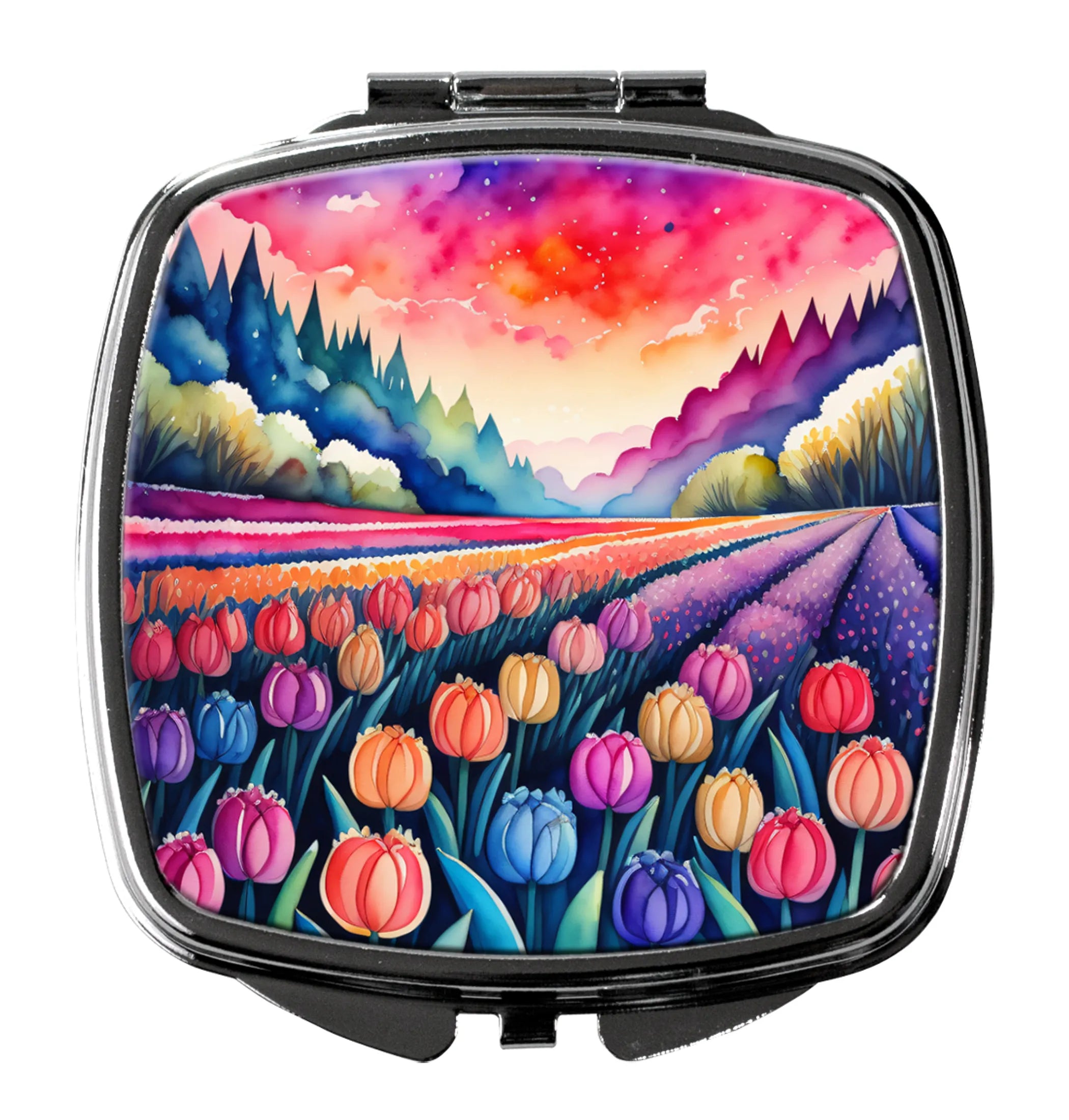 Colorful Flowers Compact Mirror - Pack Of: 1 | Collection name: Colorful flowers