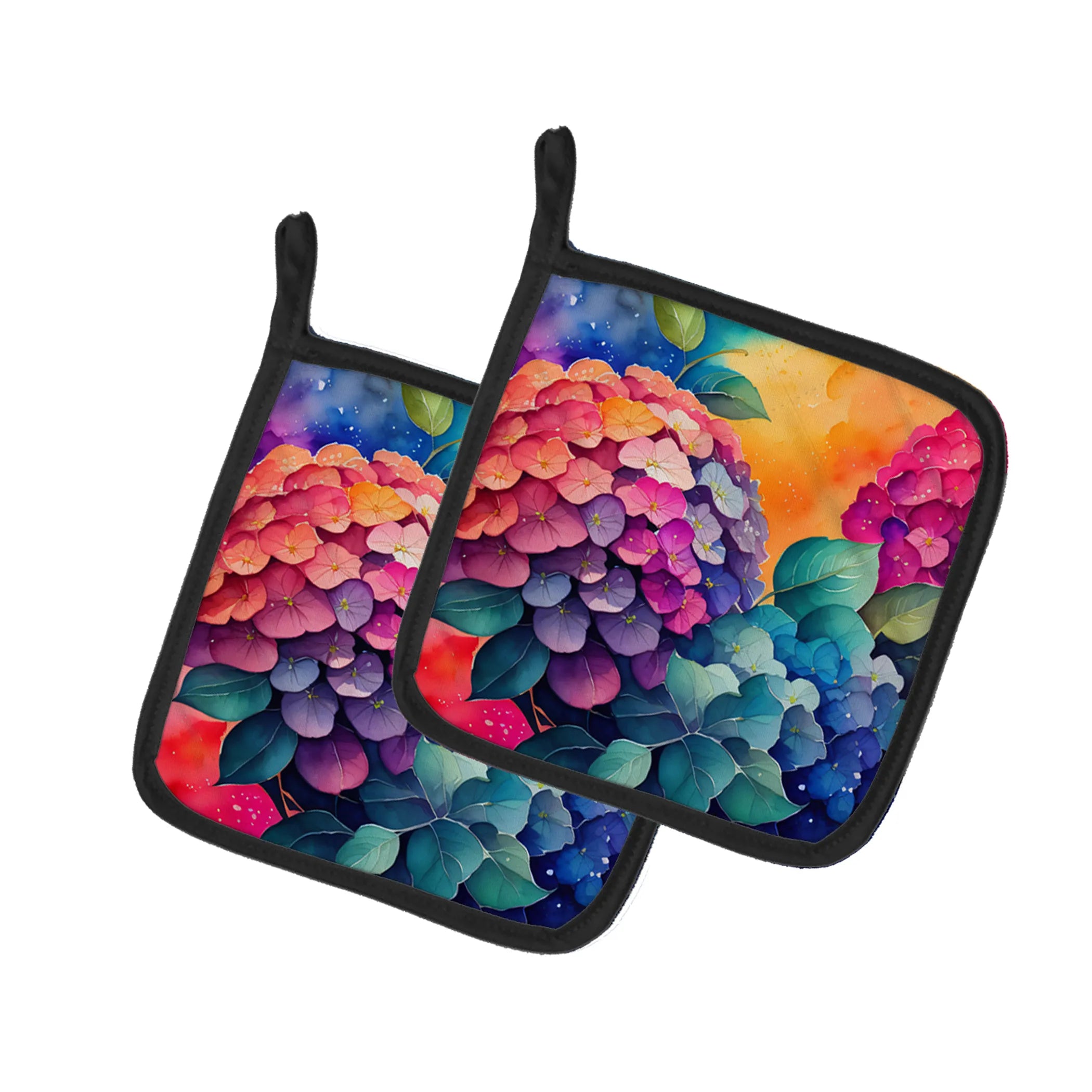 Colorful Flowers Pair of Pot Holders - Size: 7.5HX7.5W | Pack Of: 1 | Collection name: Colorful flowers
