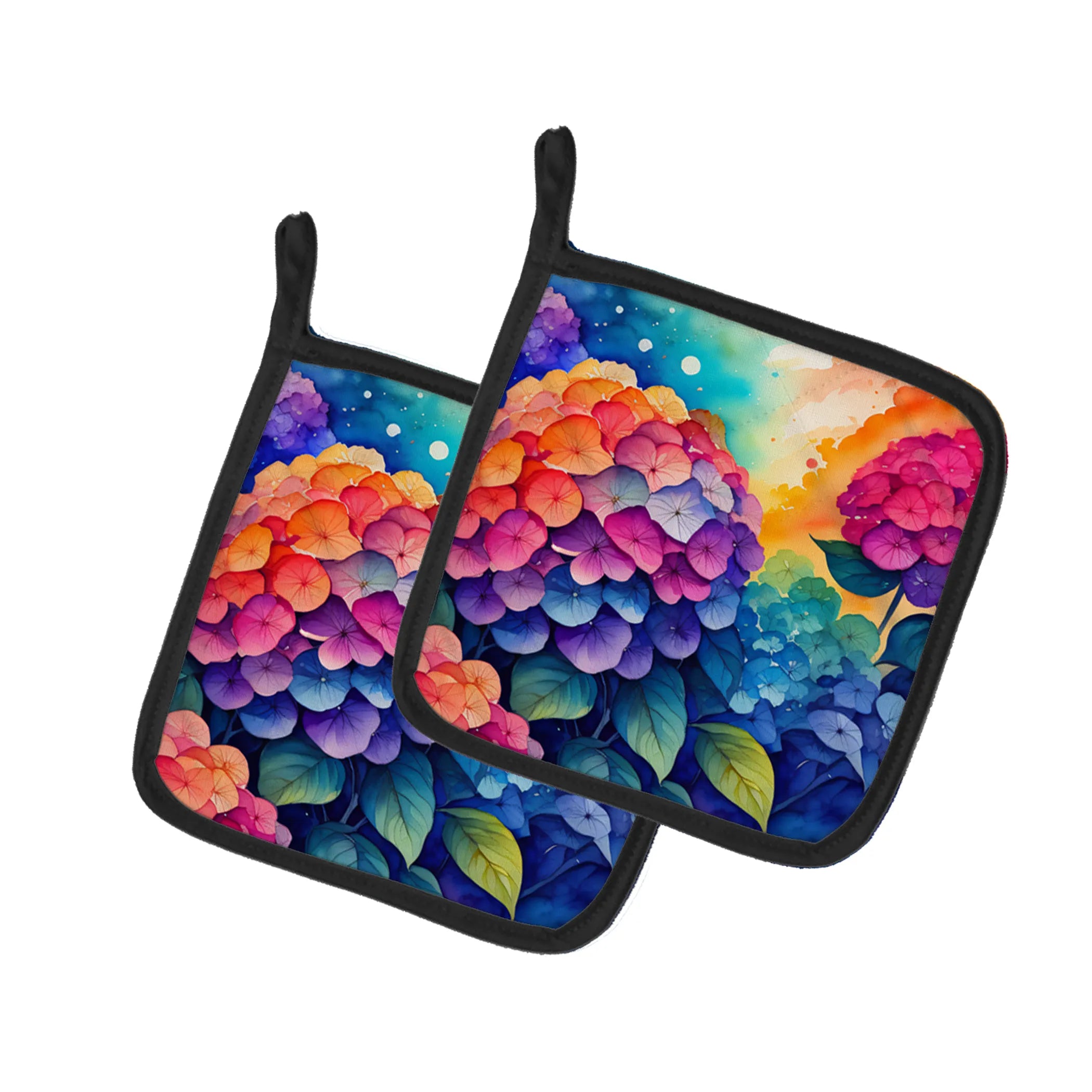 Colorful Flowers Pair of Pot Holders - Size: 7.5HX7.5W | Pack Of: 1 | Collection name: Colorful flowers