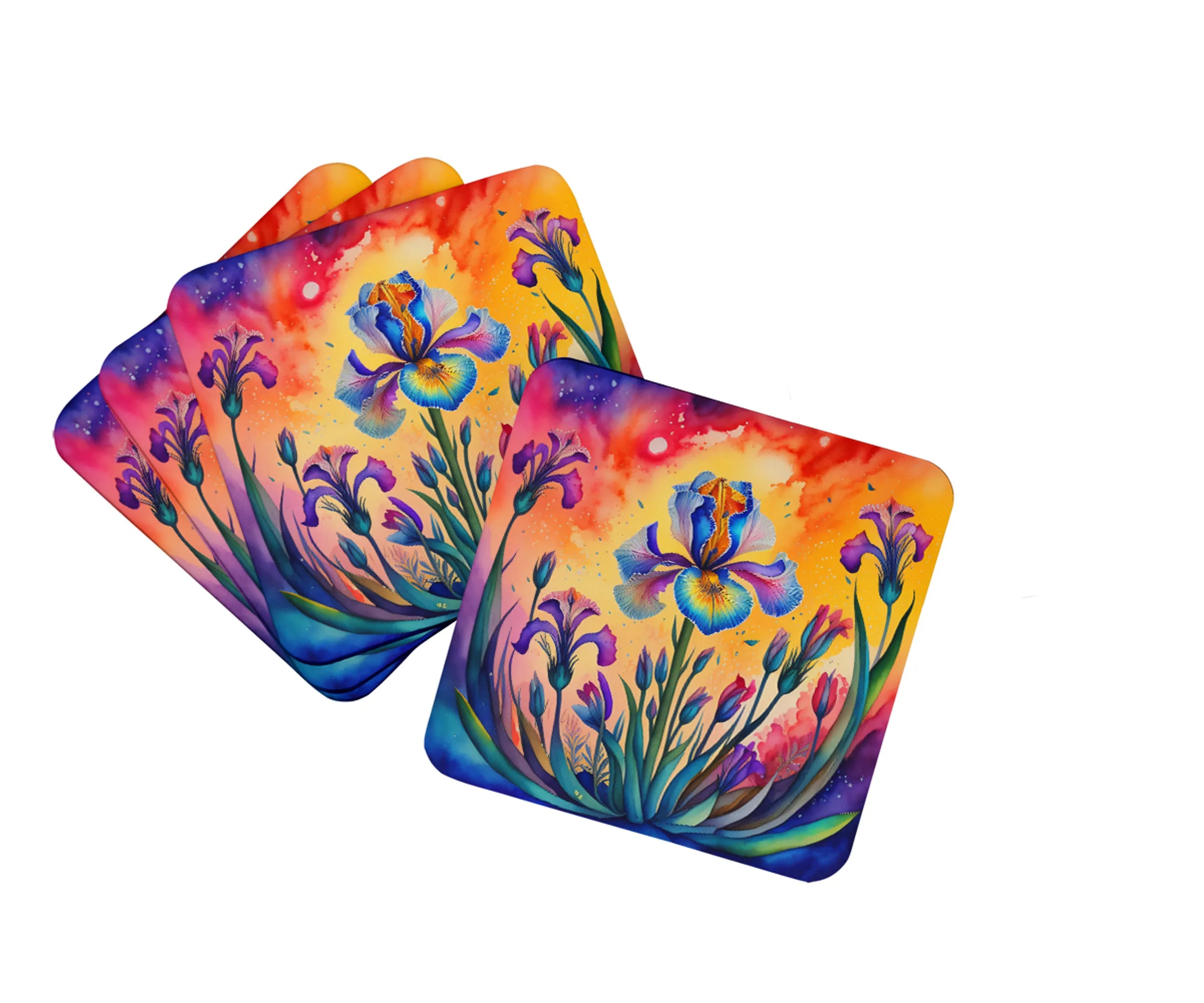 Colorful Flowers Foam Coasters - Size: 3.5 | Pack Of: 1 | Collection name: Colorful flowers