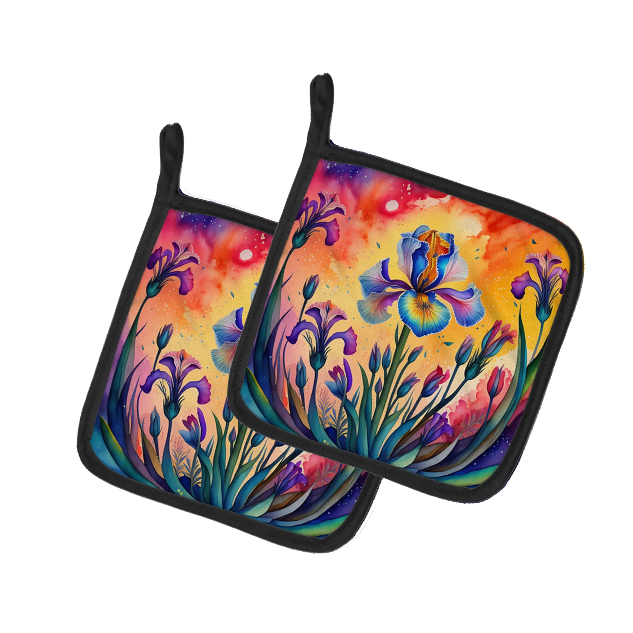 Colorful Flowers Pair of Pot Holders - Size: 7.5HX7.5W | Pack Of: 1 | Collection name: Colorful flowers